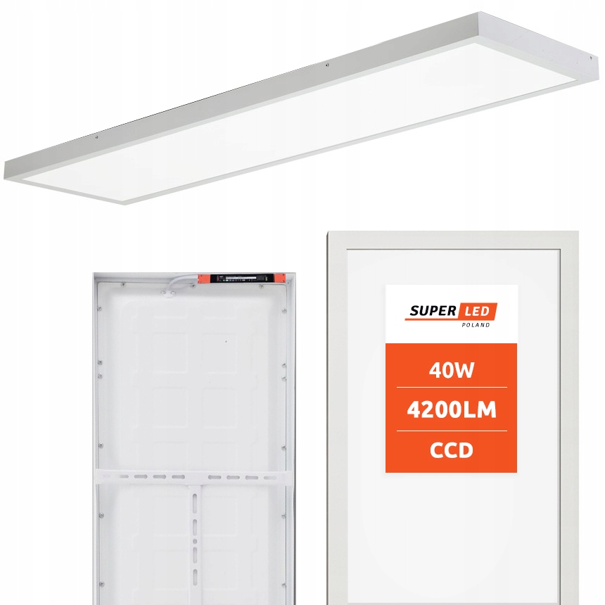 Panel Led Lampa Sufitowa Plafon Natynkowy 30x120 cm 40W 4200lm Premium