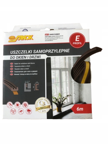 Uszczelka samoprzylepna do okien drzwi E BRĄZ 6m