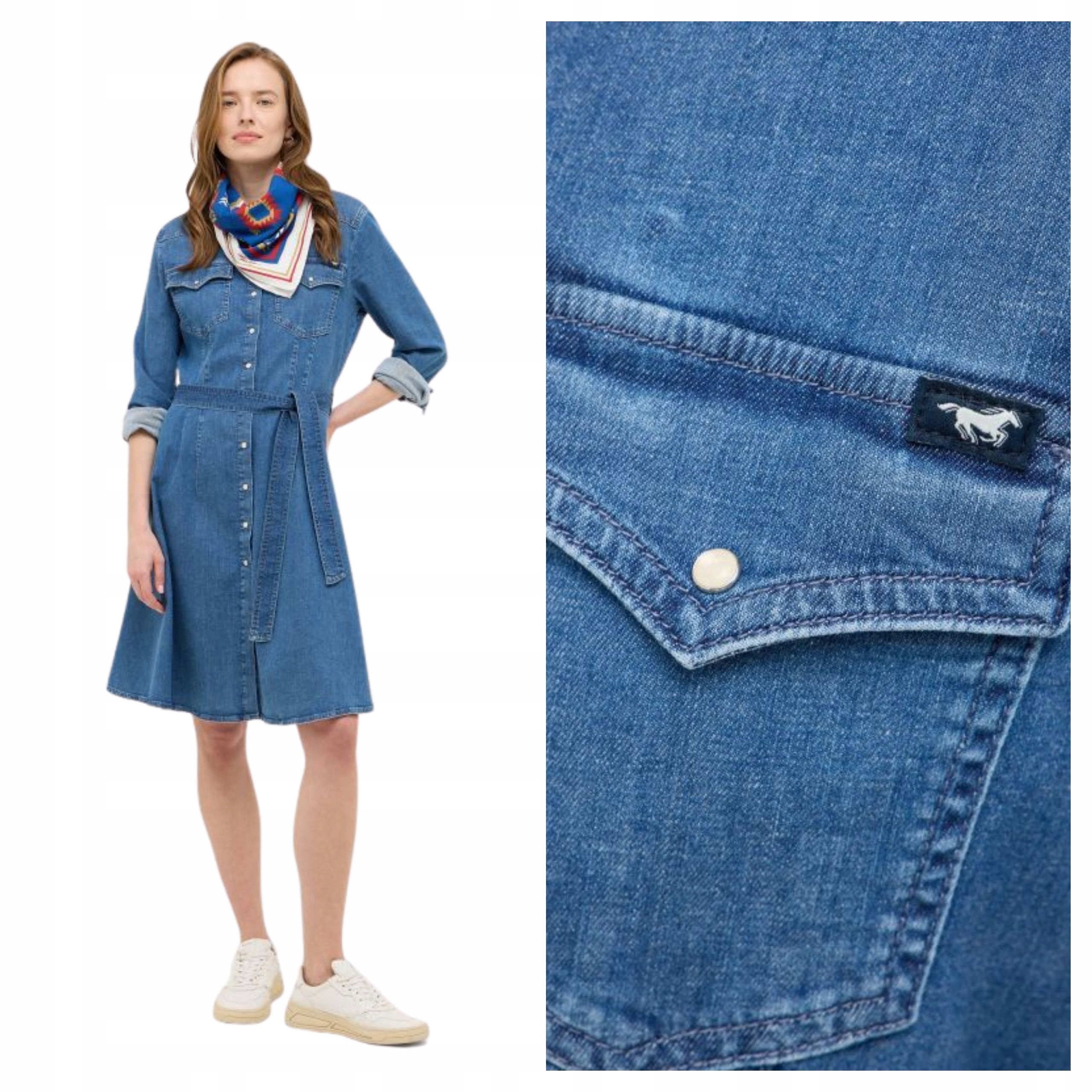 Šaty Mustang Elisa Jeans Denim Blue Bavlněné L