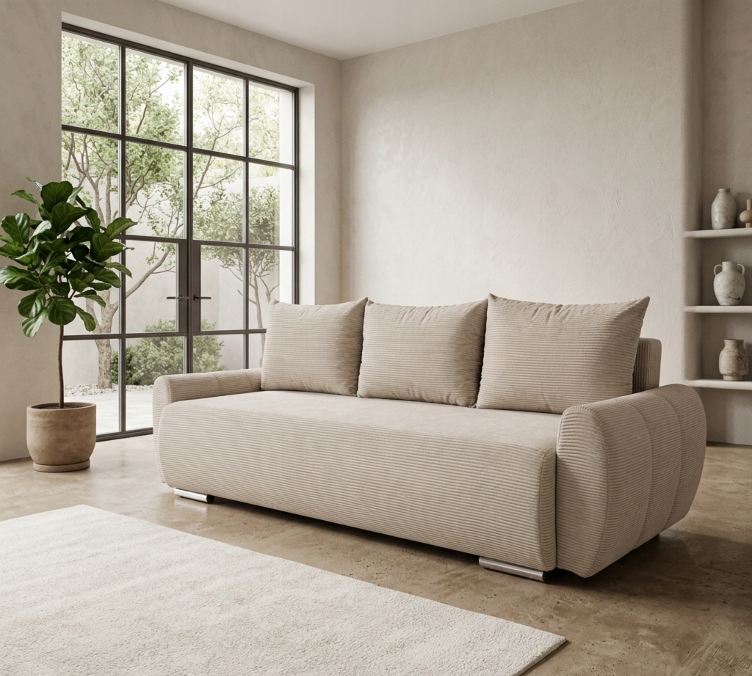Pohovka Cordy Sztruks Sofa Rozkládací funkce spaní 150 x 200 cm Automat DL