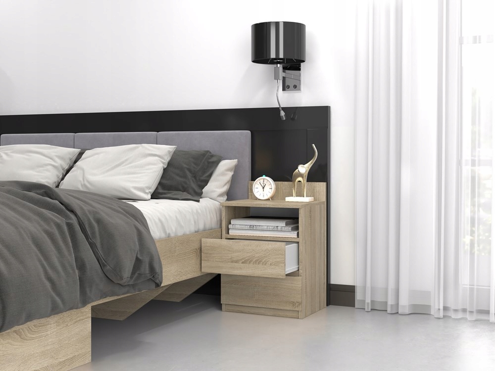 SZAFKA NOCNA 40 cm KOMODA STOLIK SZUFLADY PÓŁKA SYPIALNIA MEBLE DĄB SONOMA Głębokość mebla 32 cm
