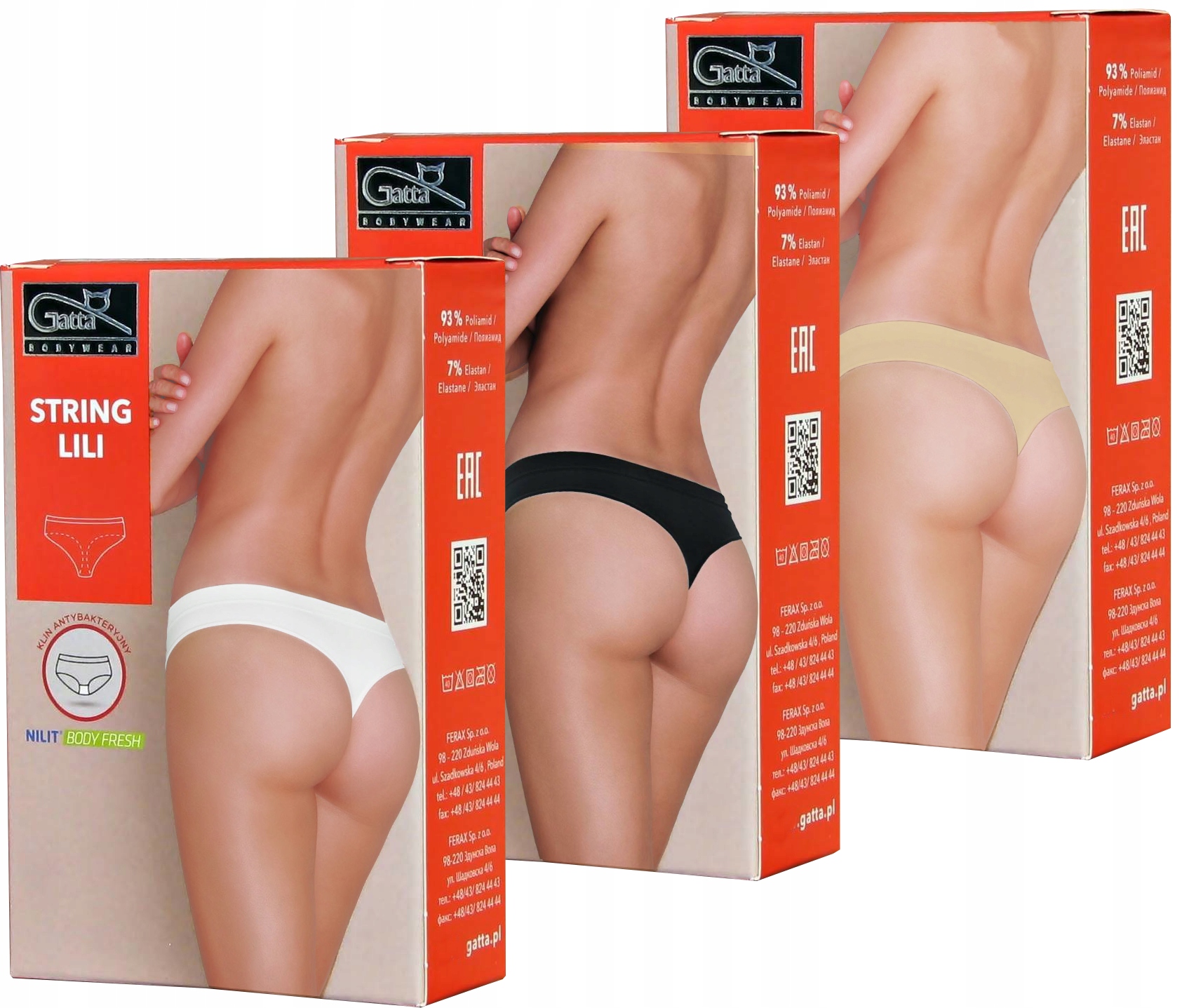 

3-PAK Zestaw Gatta Bezszwowe Stringi LILI r.M