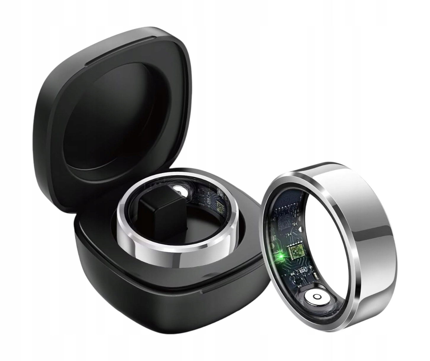 Smart Ring 20,3mm Srebrny Android iOS Inteligentny Pierścień Fitness Stacja