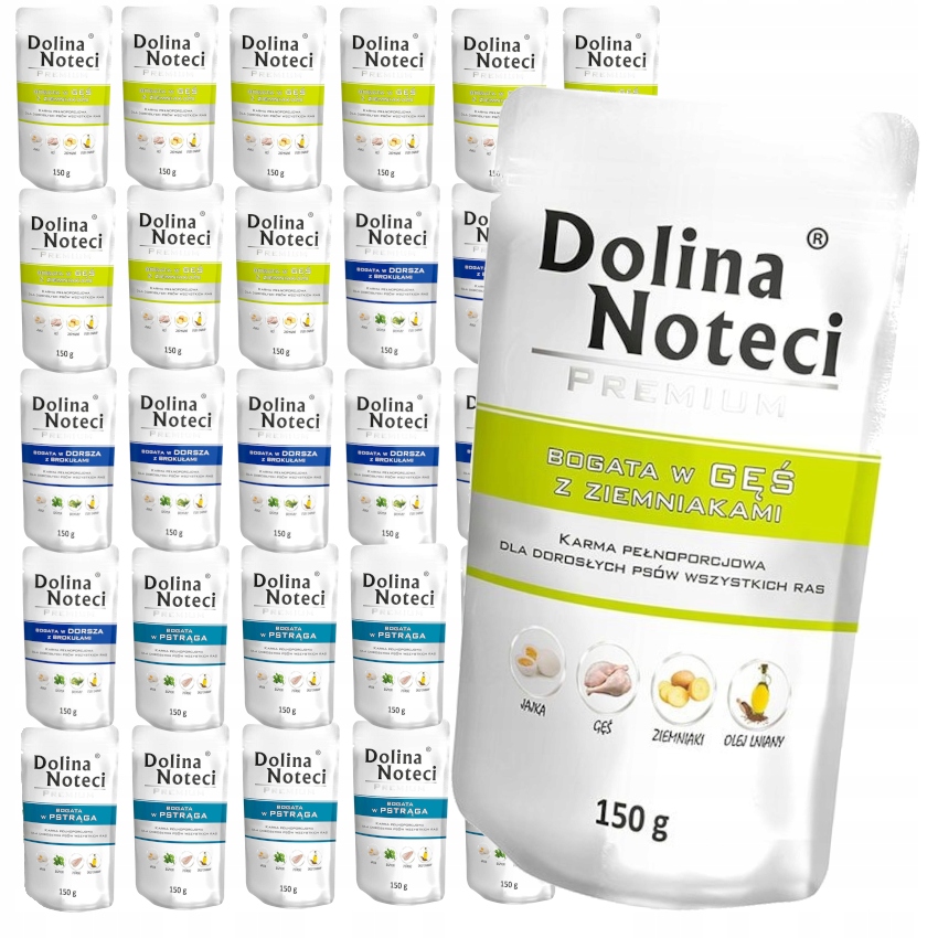 Dolina Noteci Premium Vlhké Krmivo pro psa 30x150 g Husa Příčesek Pstruh