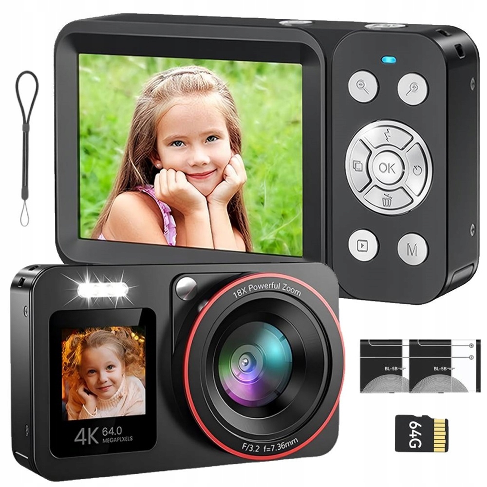 Digitální Fotoaparát Uhd 4K 64MP S Digitálním Zoomem 18X