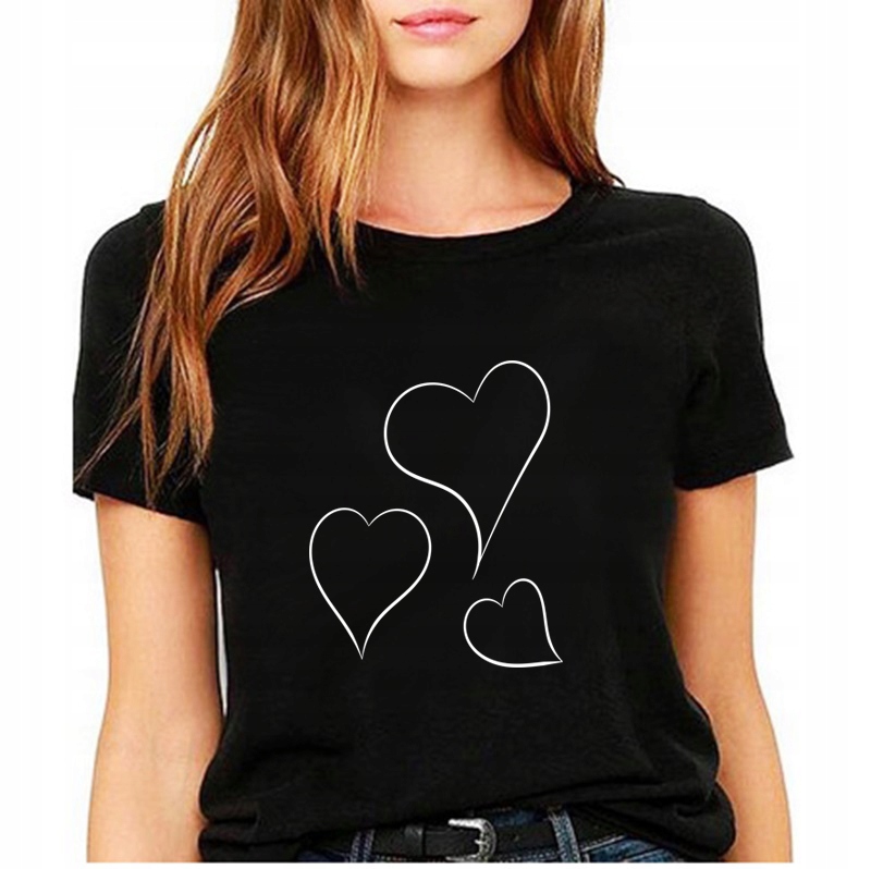 

T-shirt Koszulka Damska Z Nadrukiem Serca Hit XXL