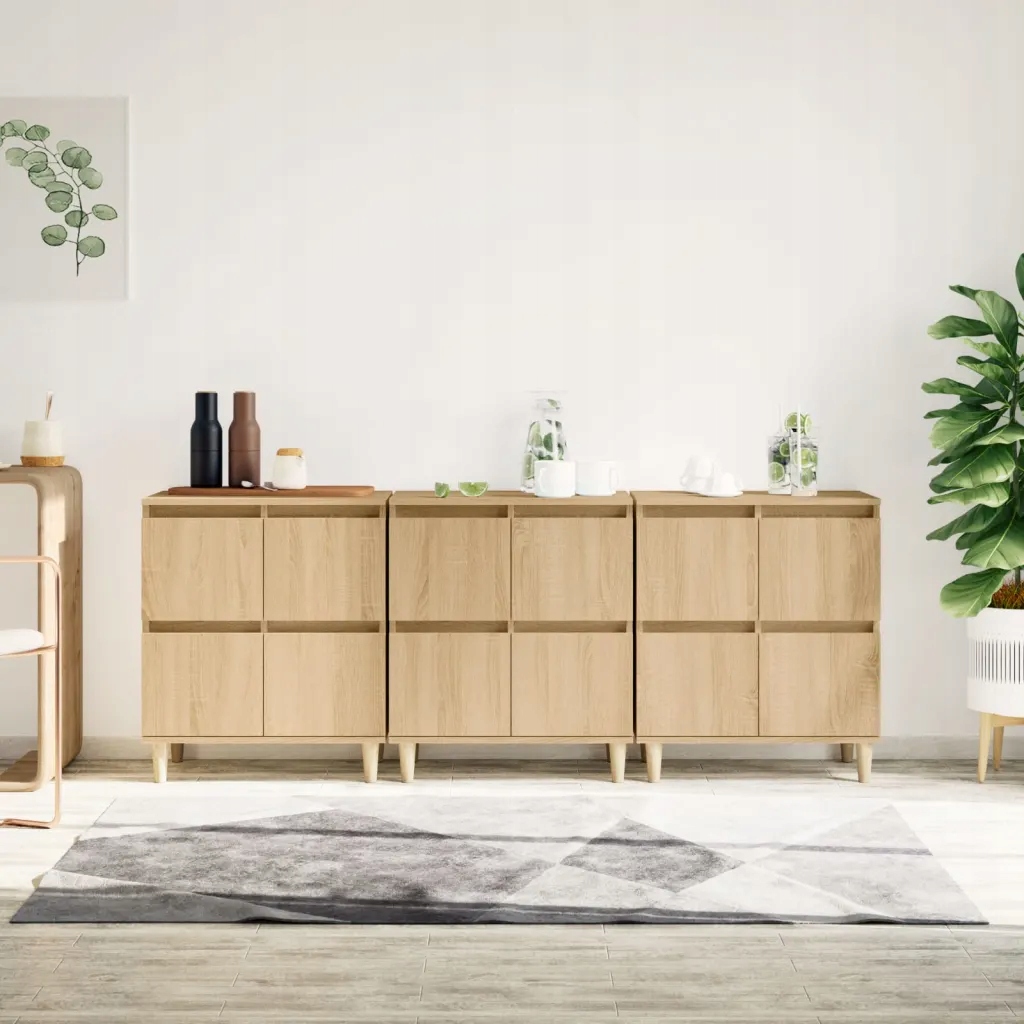 Příborníky 3 ks dub sonoma 60 x 35 x 70 cm kompozitní dřevo Hnědá 3185770