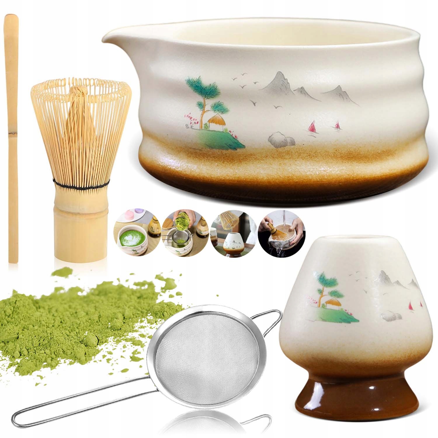 Levně Sada Na Čaj Matcha, Sada Metliček 5 Ks S Metličkou Na Matchu 5V1