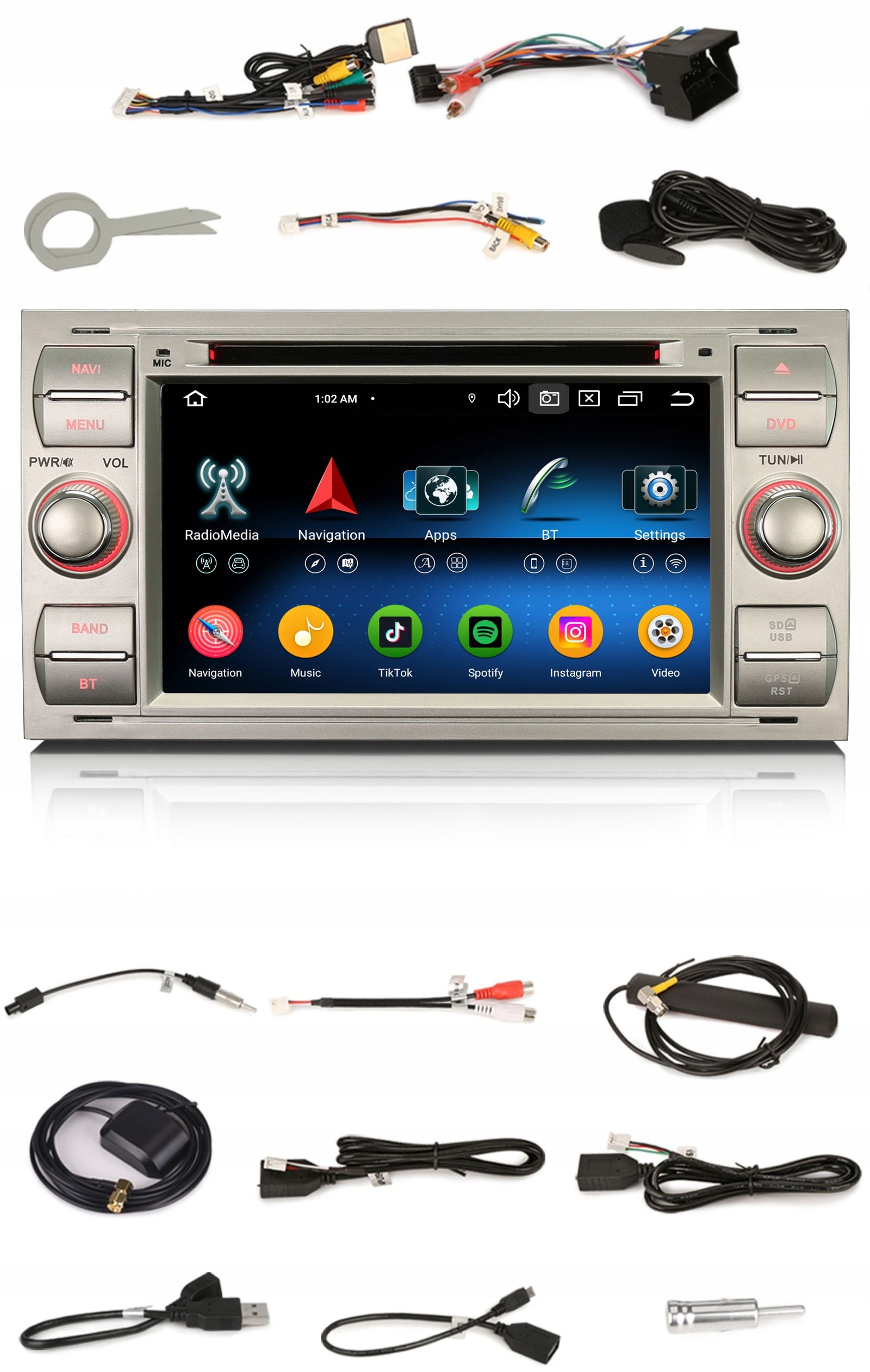 Rádio Android Ford Galaxy Kuga MK1 Mondeo MK4 Fiesta Fusion 4GB Dsp Carplay