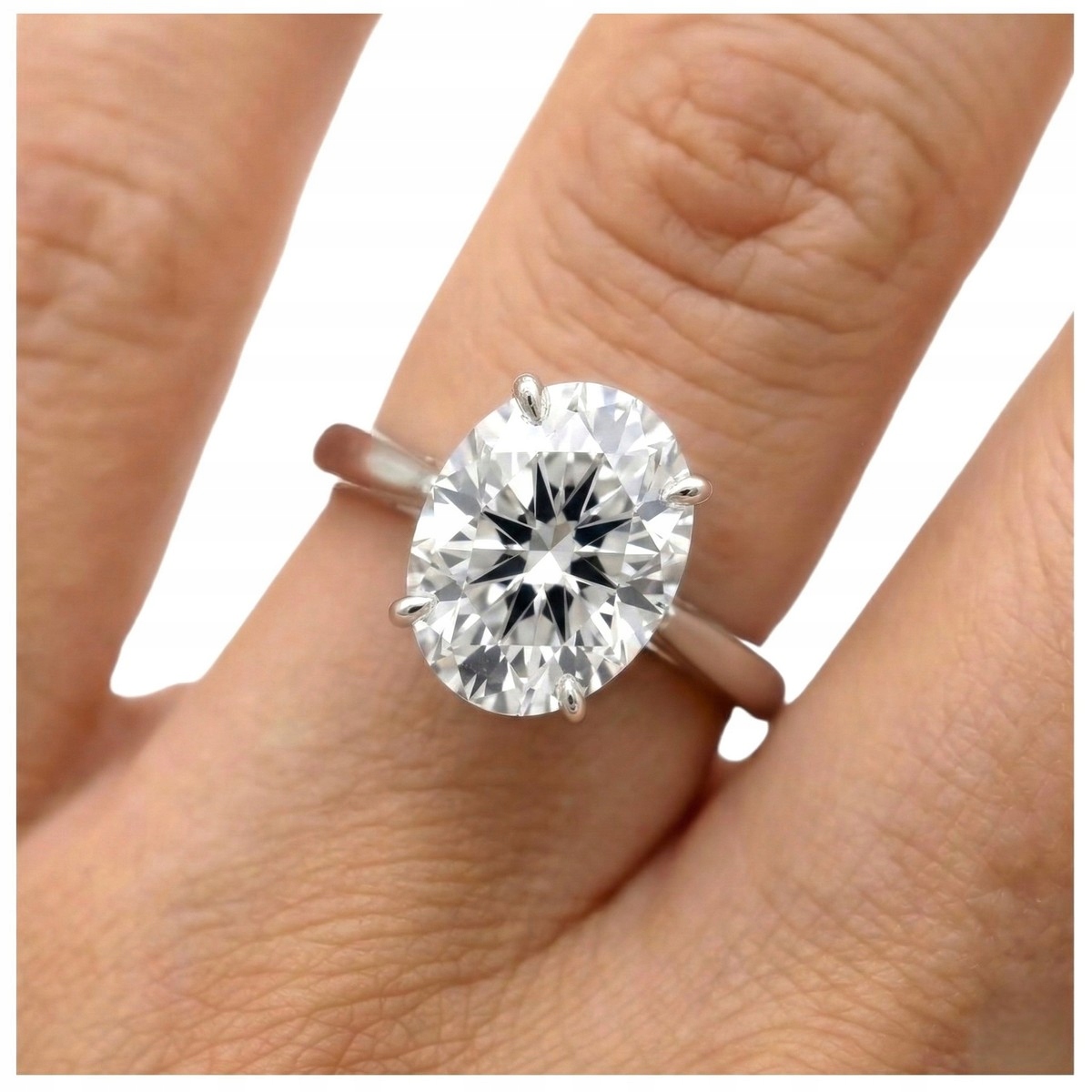 Owalny Moissanit 3 karaty Pierścionek brylant diament r 19