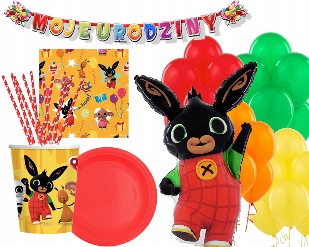 ZESTAW TALERZYKI KUBECZKI BING URODZINOWY BALONY