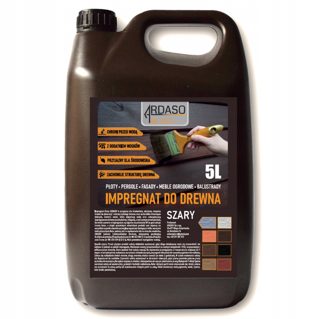 

Impregnat dekoracyjny farba do drewna 5l Szary
