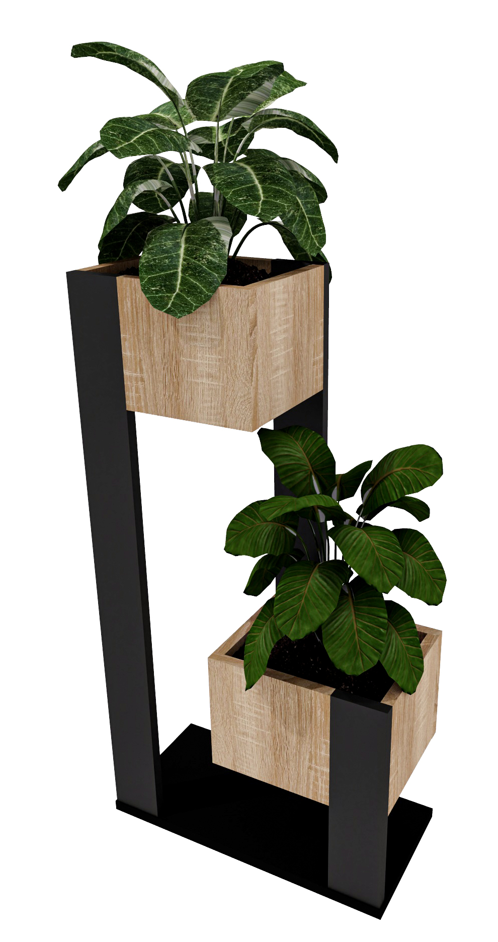 Stojanový květináč Dřevěný loftový květináč Dub Sonoma Duo 99,8x49x49
