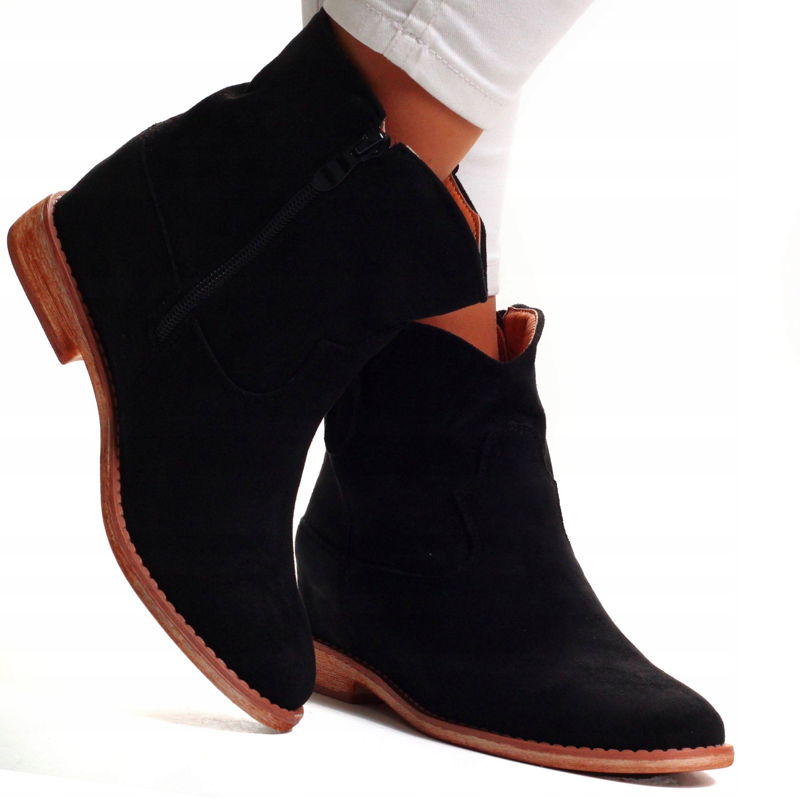 BOTKI DAMSKIE ZAMSZOWE LEKKIE WYGODNE OCIEPLANE Rozmiar 38