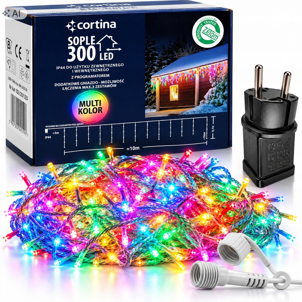 Vánoční Osvětlení Na Stromeček Sople 300LED Venkovní Sople Multicolor Funkce Programy