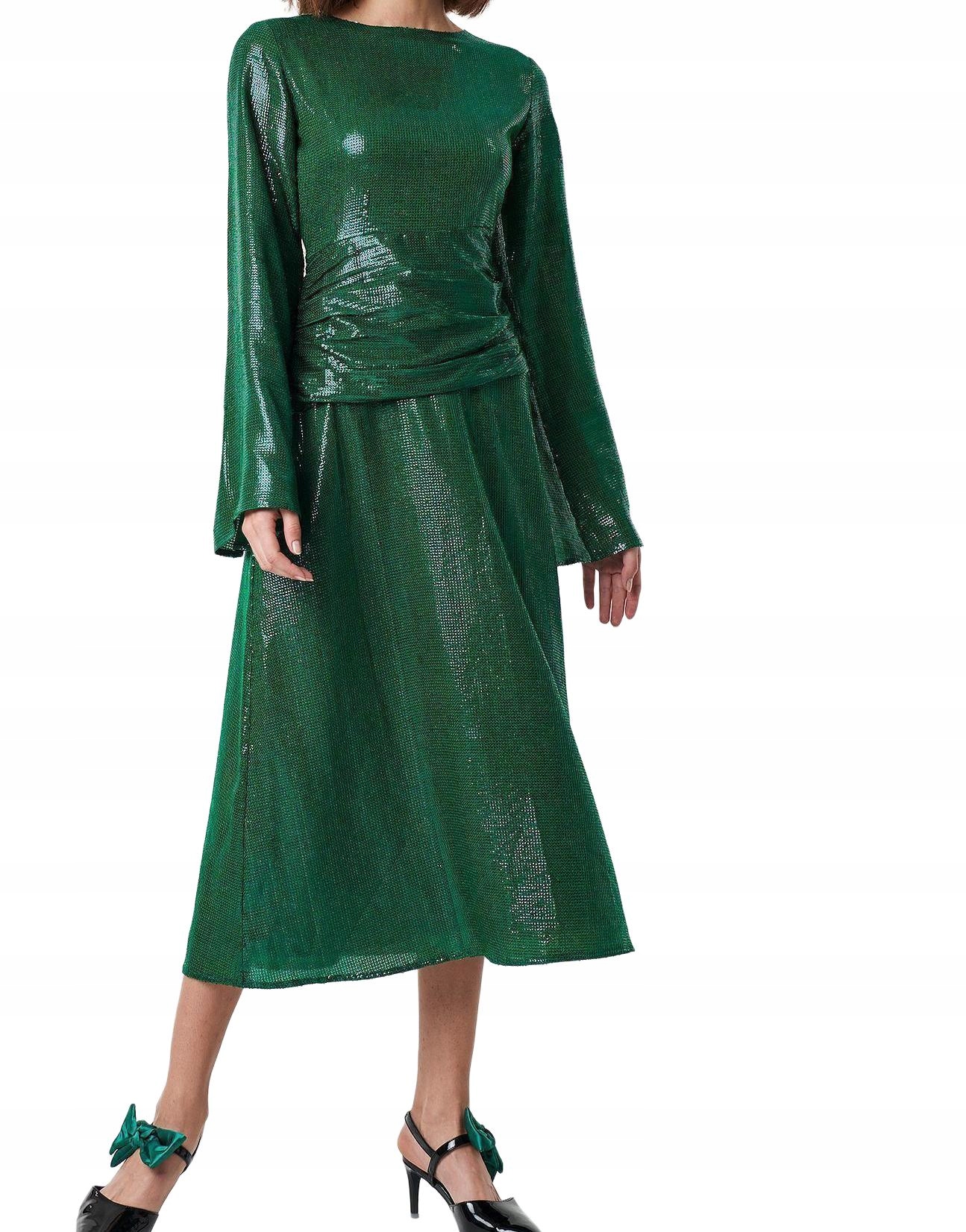 Na-kd Šaty Flitry MIDI Zelená 34 Xs Kzm Xs