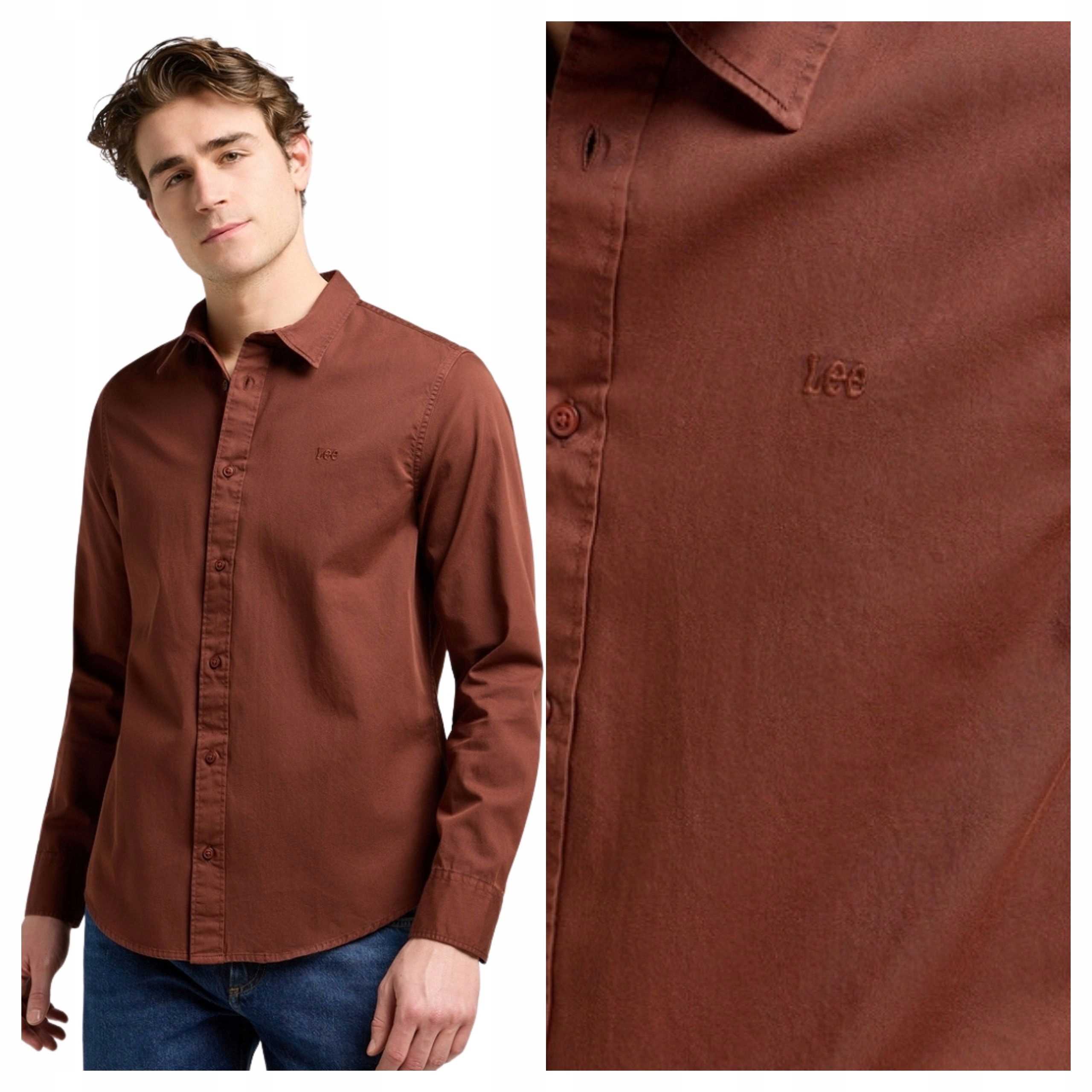 Pánská košile Lee Patch Shirt Hnědá Bavlna Casual S