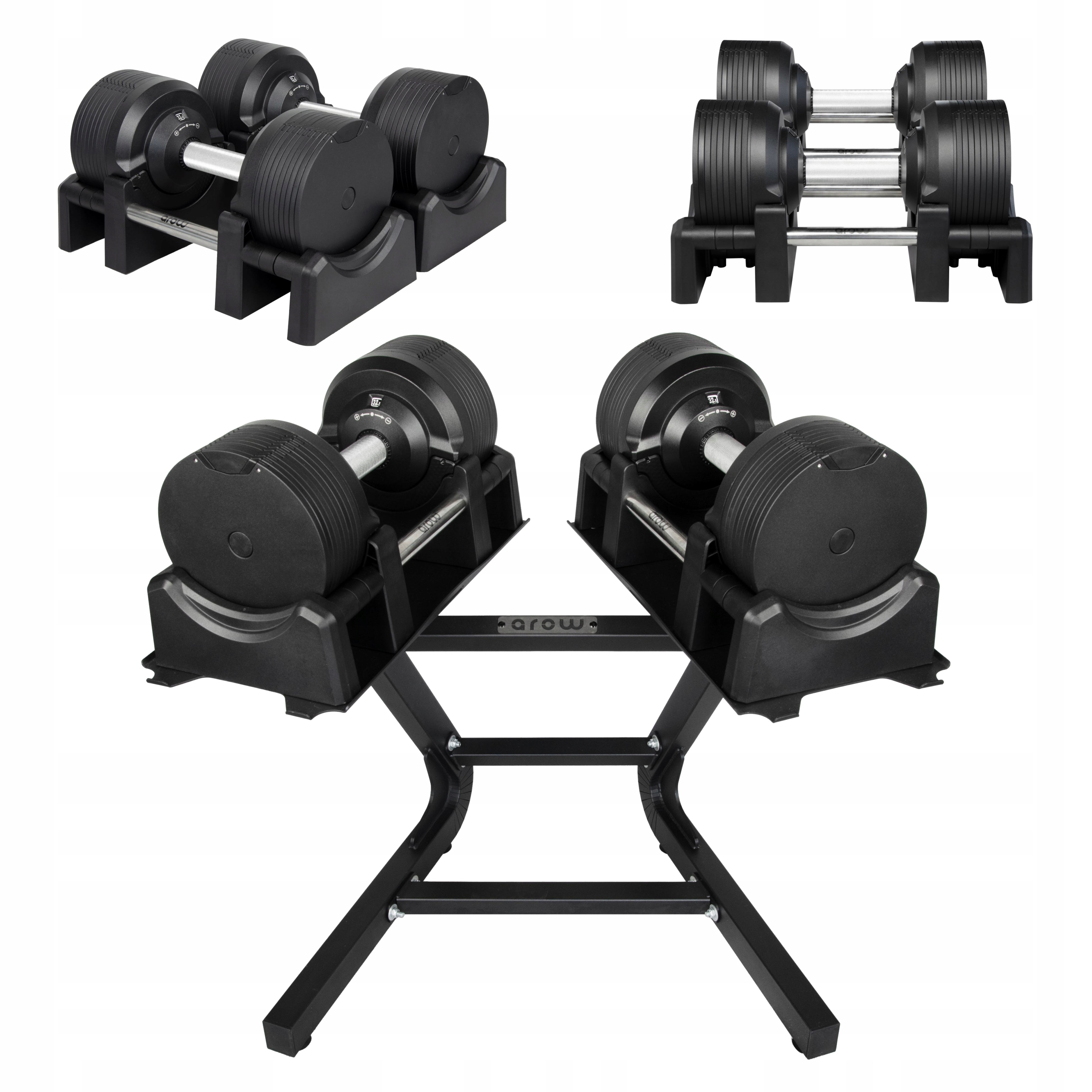 Zestaw 2X Hantle Regulowane Czarne 32,5KG Stojak Czarny Na Hantle 100 Kg