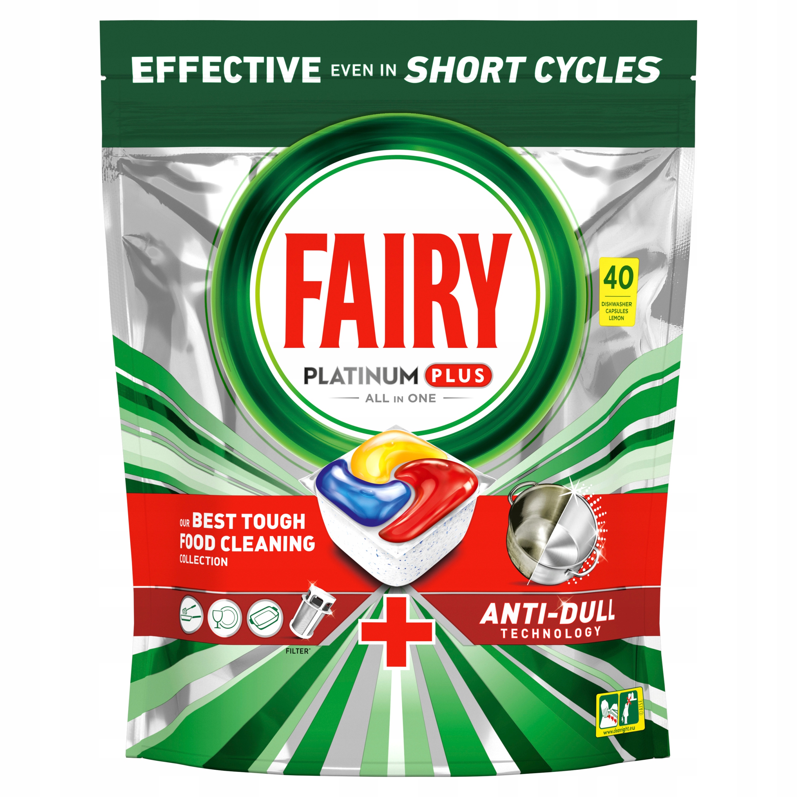 Fairy Platinum Plus All in One Lemon Kapsułki do zmywarki 40 szt.