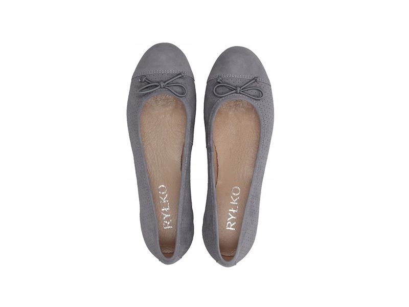 Baleriny Ryłko P1MZ4 Szara Skóra Welur, Rozm. 39 Marka Ryłko