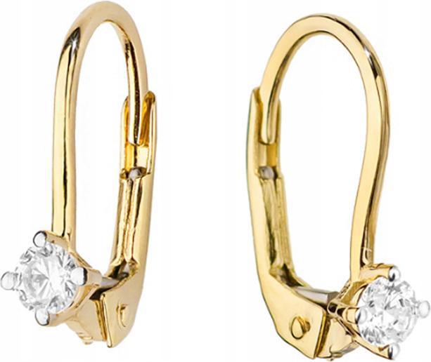 Zlaté náušnice 585 s anglickým zapínáním, diamanty 0,16 ct, moderní design – dárek pro ni