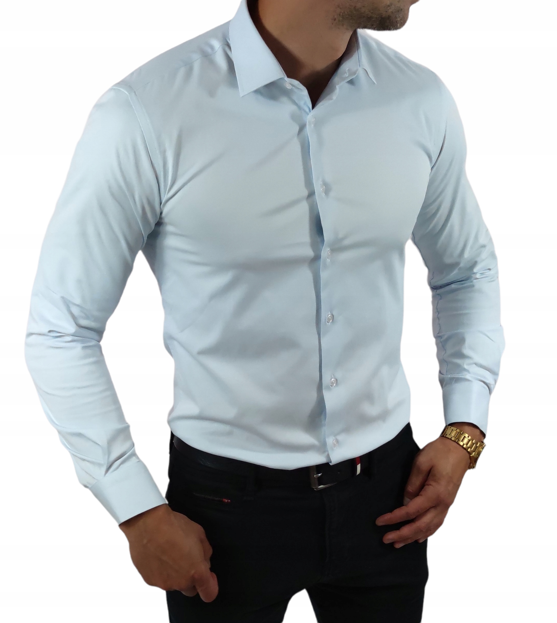Klasická elegantní košile slim fit světle světle modrá ESP06 XXL