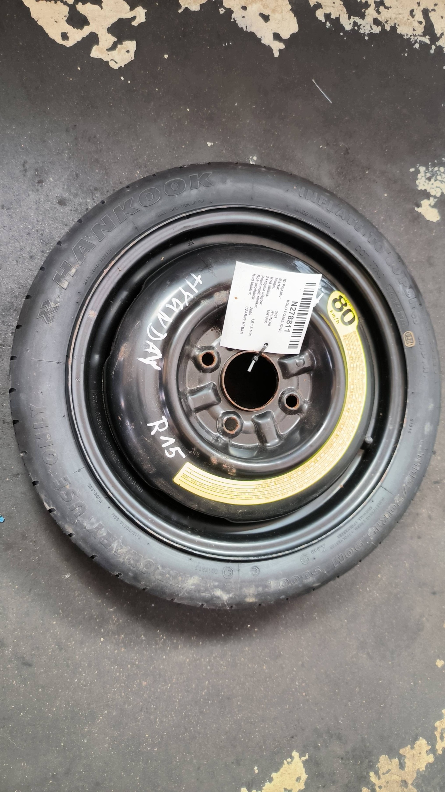 wheel spare 15'' 115/70 HYUNDAI MATRIX