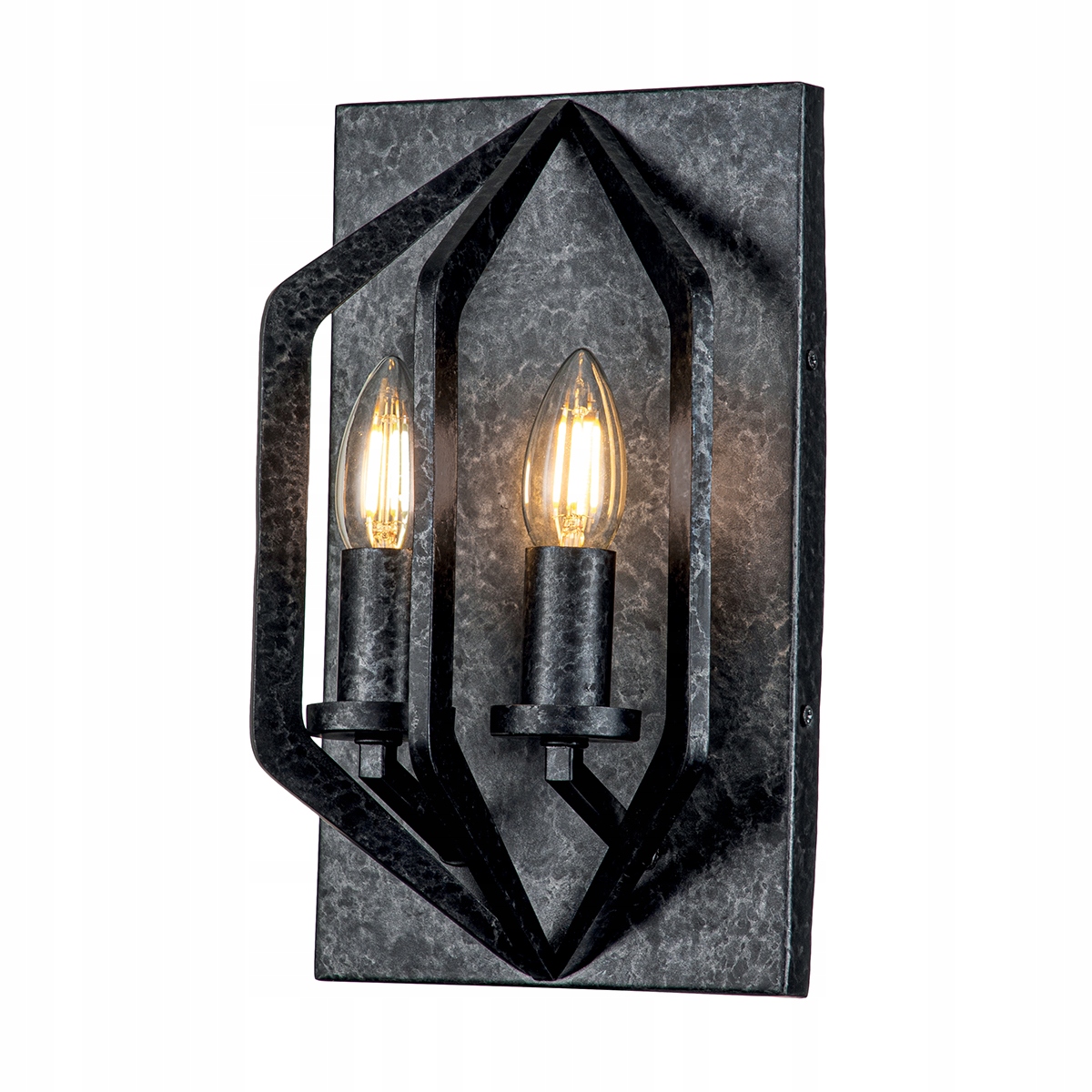 Dvojitá čierna industriálna svietniková nástenná lampa vintage Quoizel