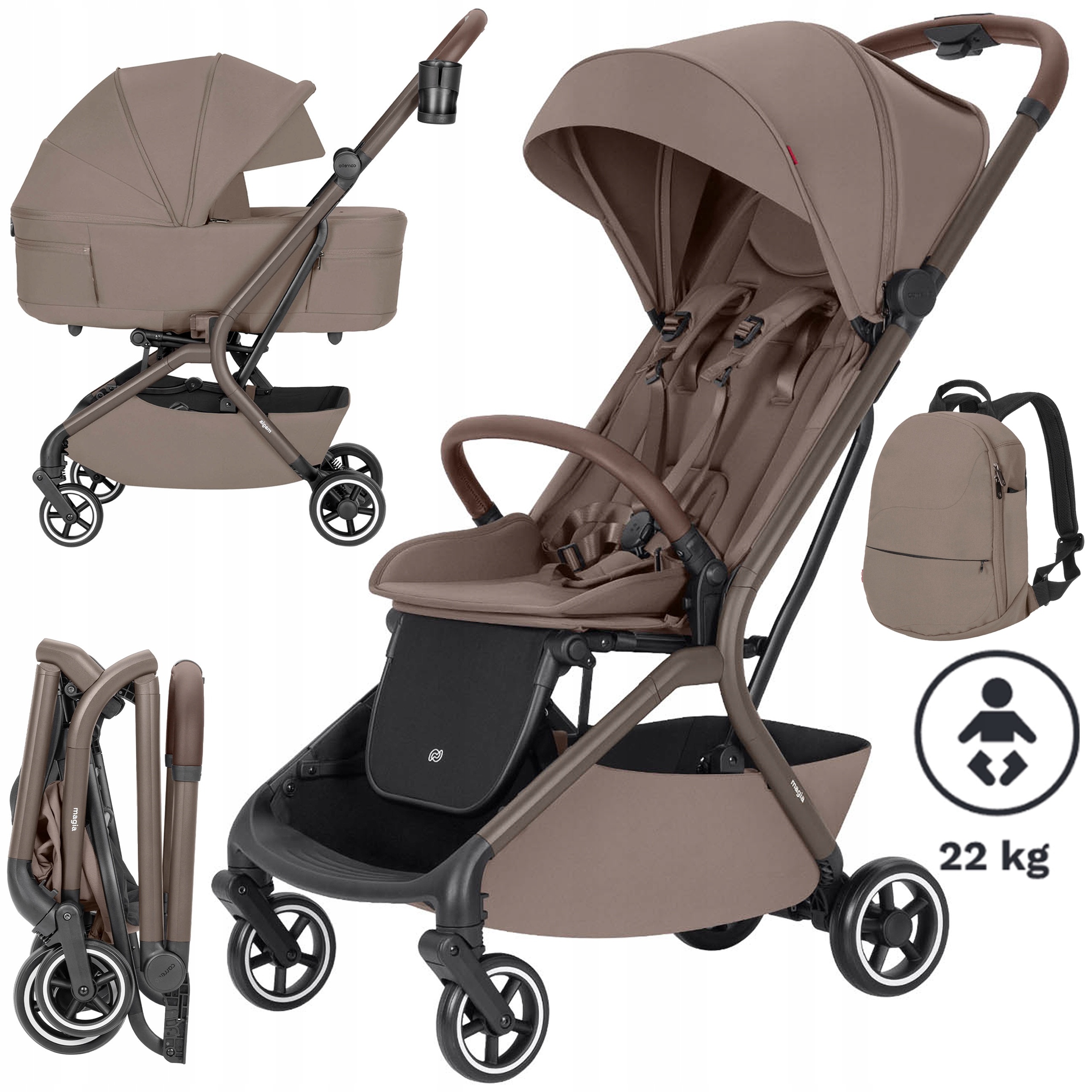 Wózek głęboko-spacerowy 2w1 Carrello Magia CRL-6655 Cocoa Beige Gondola