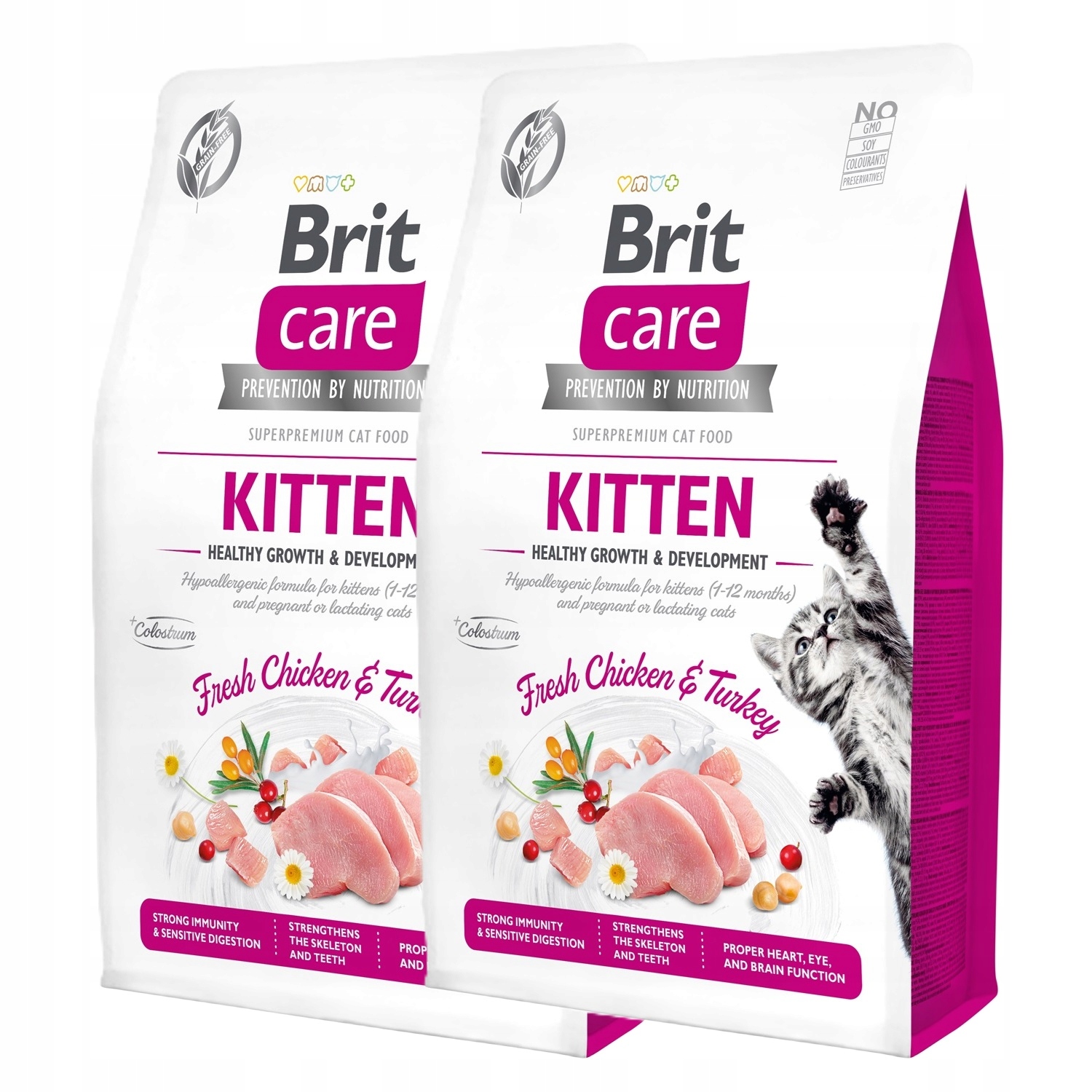Levně Brit Care Cat Grain-Free Kitten Healthy Grownth Kuřecí krůta Dvojbalení 4kg