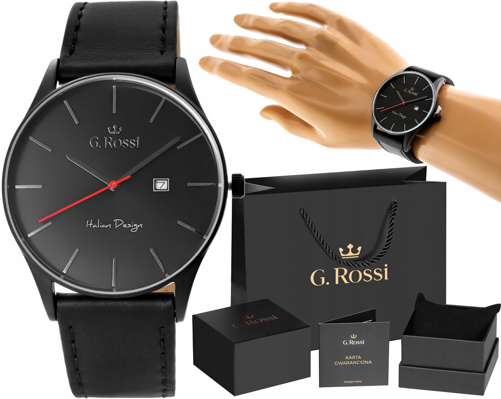 

Zegarek Męski Classic Datownik Pasek Skóra + Box