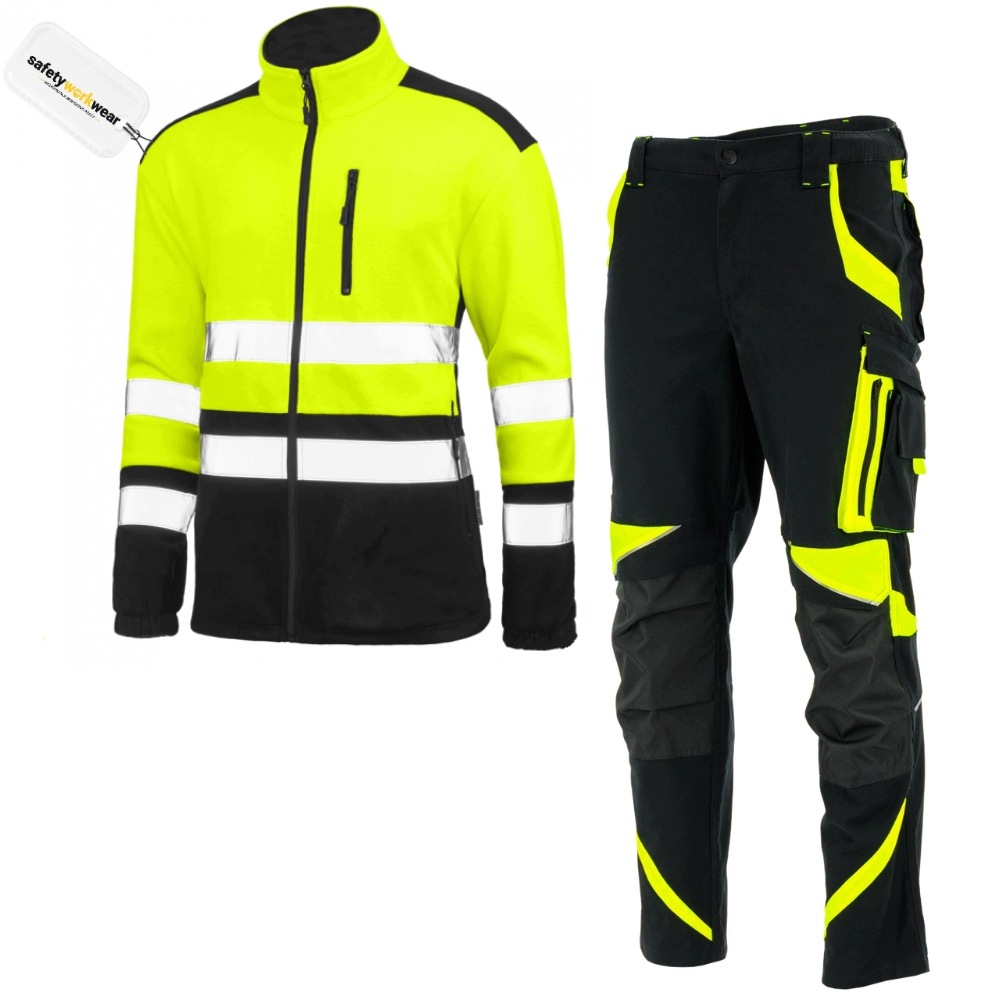 Set Pracovního Oděvu Stretch Spandex fleece Elastické kalhoty Odrazka 46