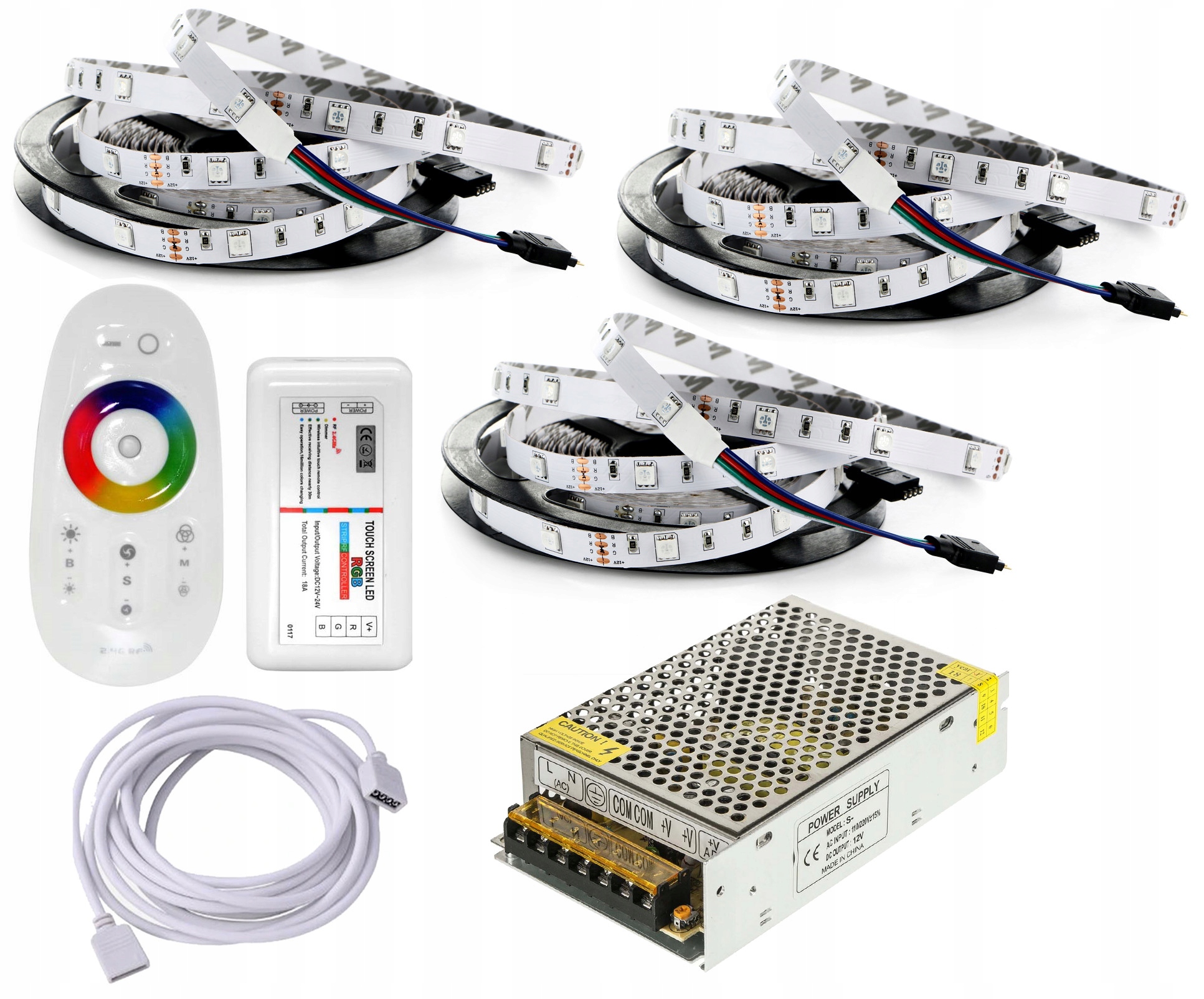 

Zestaw Led Rgb Biały 5050 Taśma 15m Pilot Dotyk