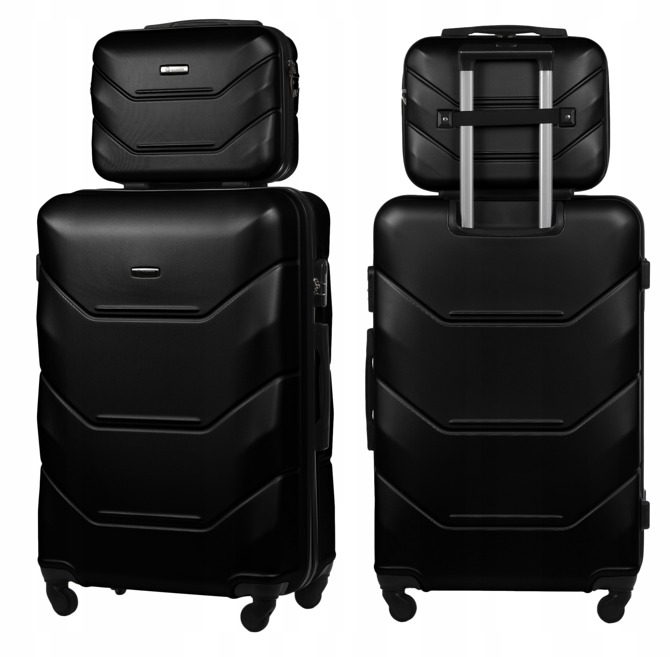 Set 2v1 Cestovní Kufr Velký XL Kufřík Bc Černá Kolečka A227 Abs