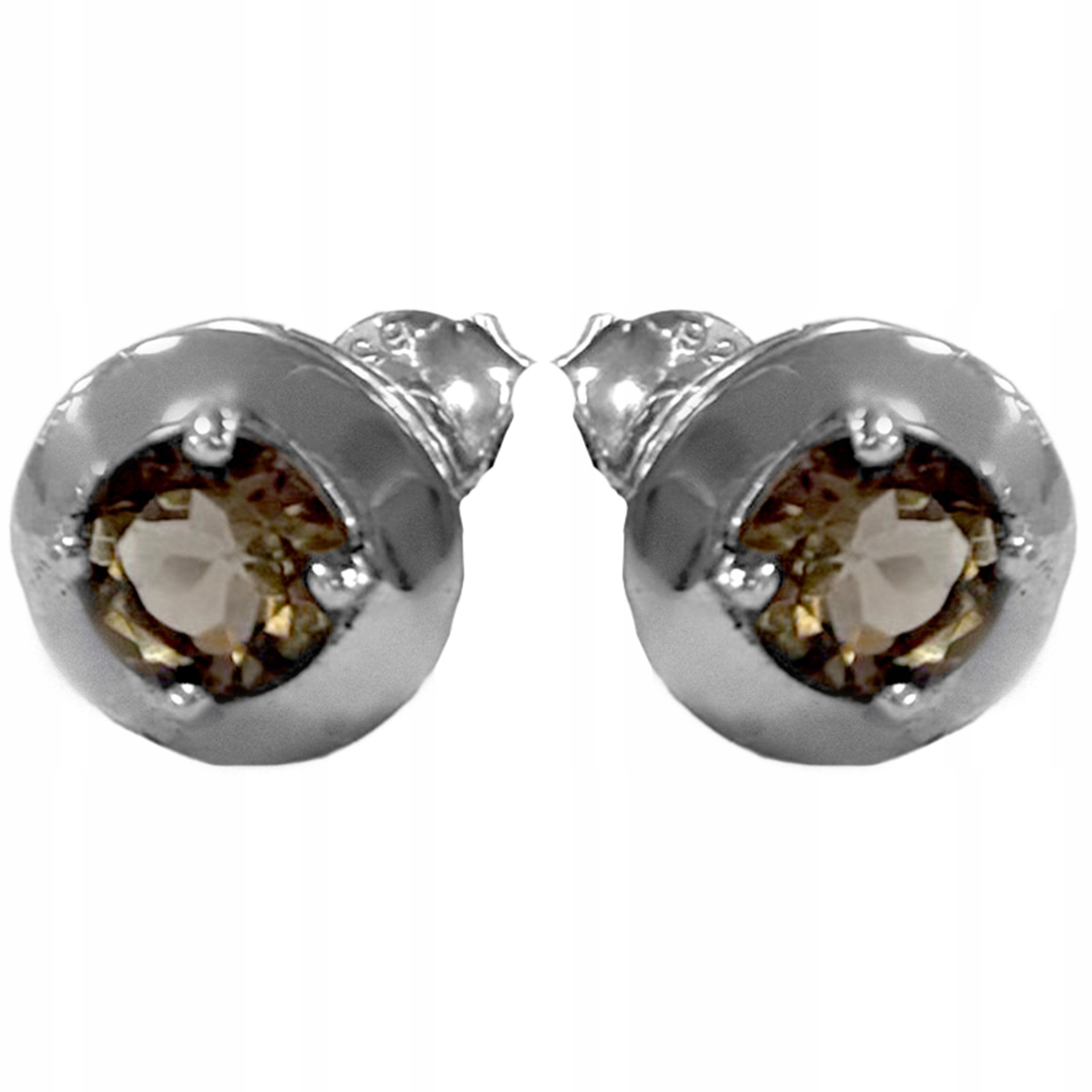 Stříbrné náušnice 925 jemné kroužky zdobené hnědým kamenem, módní