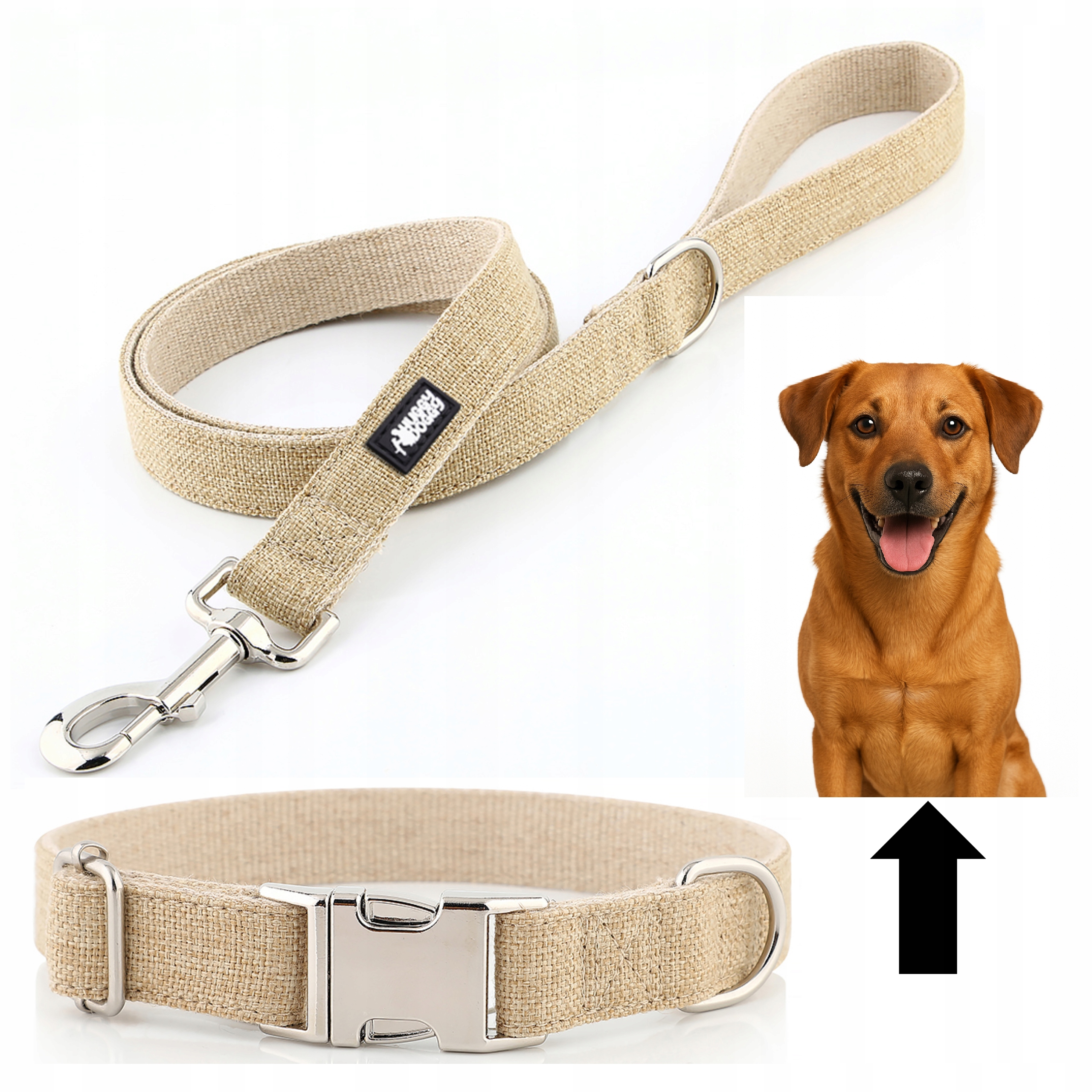 Levně Obojek a vodítko komplet pro psa nastavitelný, silný Huggy Doggy hnědý M