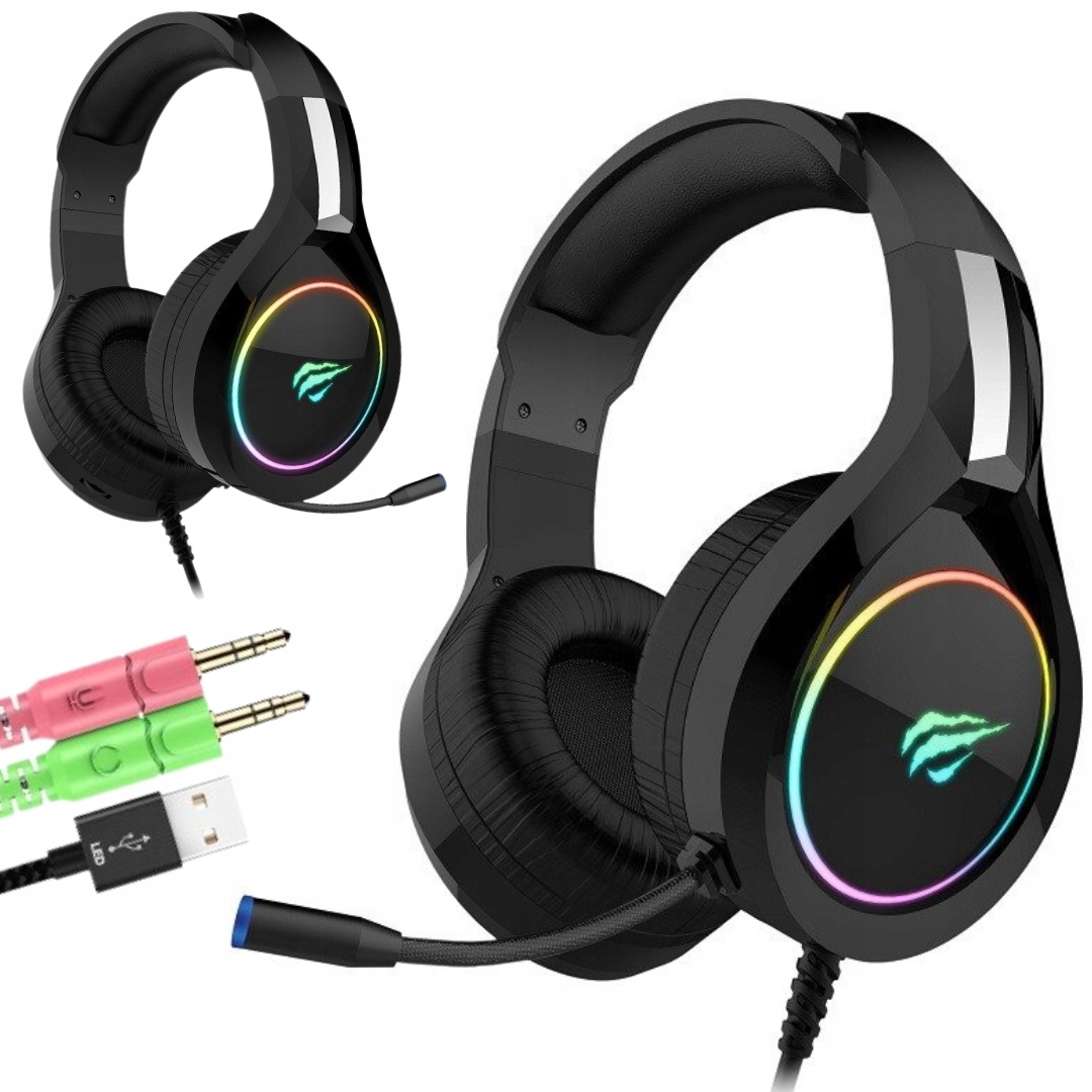Havit H2232D gamer fejhallgató fekete – 50 mm-es Rgb USB/jack fejhallgató