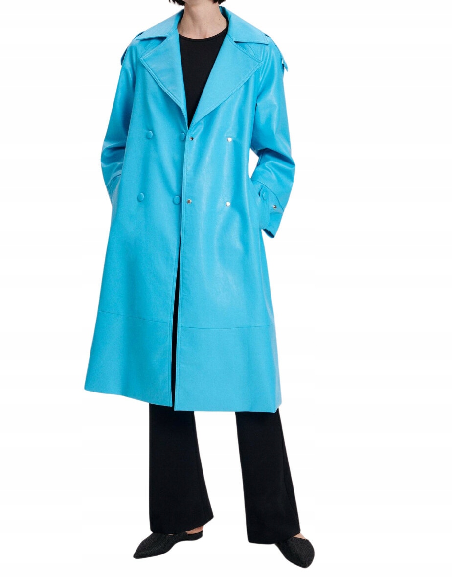 XW367 Dvouřadý Trenčkotový Kabát Imitace Kůže M