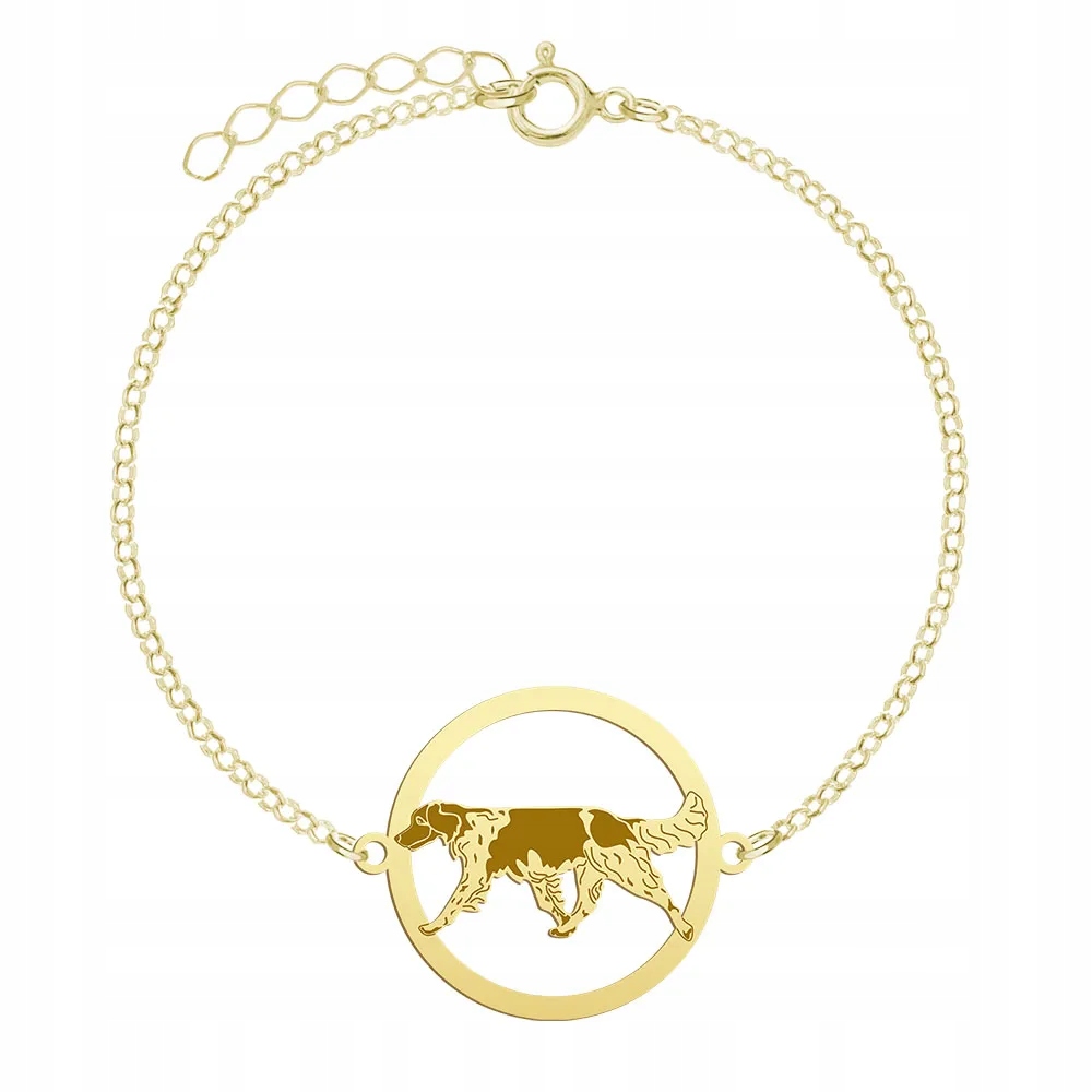 Zlatý náramek s psem Malý Münsterländer 925 Dárek pro ženu Gravírování