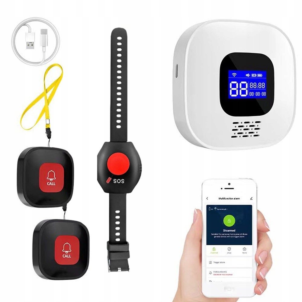 Alarm Pro Seniory Starších Pacientů, Tlačítko Pro Přivolání Pomoci S Náramkem