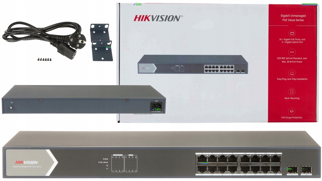 Switch PoE Hikvision DS-3E0518P-E/M 16PoE 2 Sfp