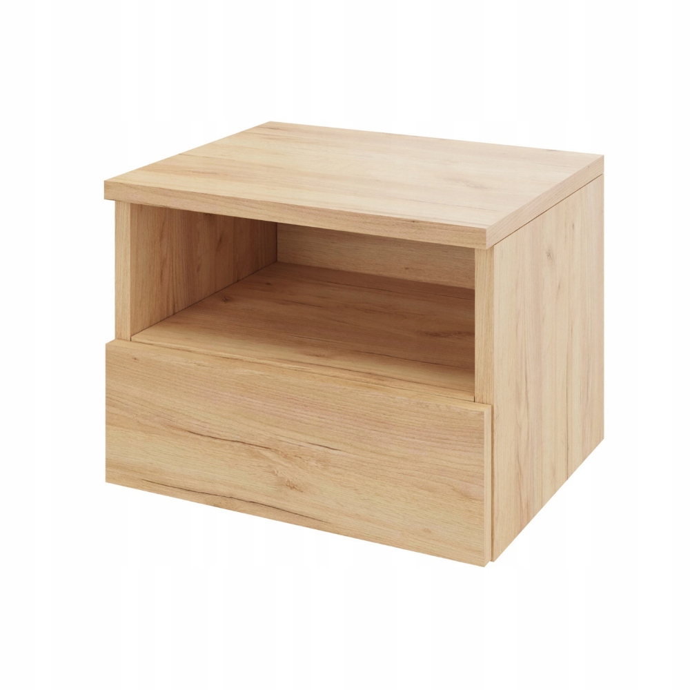 Noční stolek závěsný, šuplík click-on a polička, dub craft, šířka 40 cm