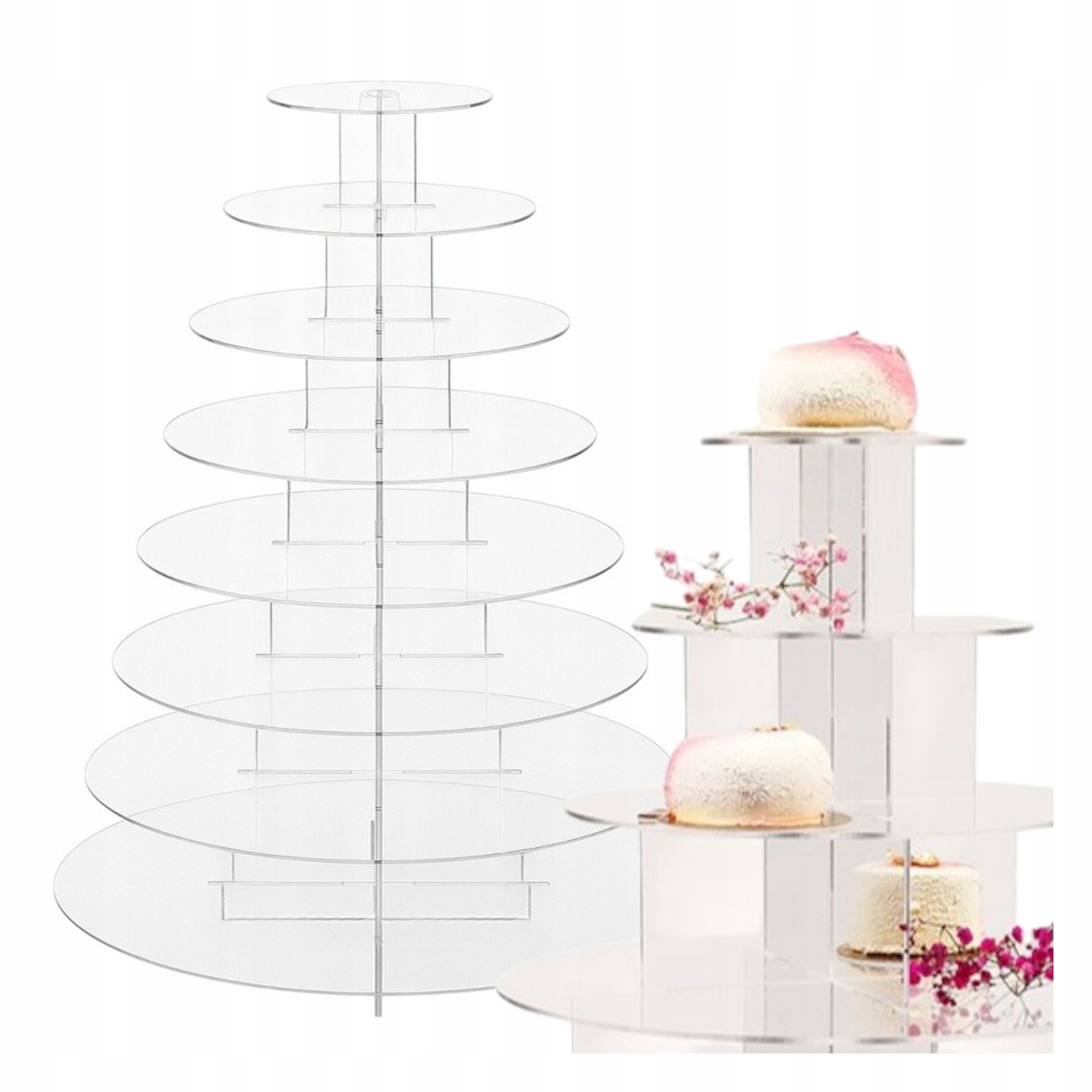 Stojak kaskadowy plexi 8 pięter ekspozytor słodki stół komunia chrzest ślub