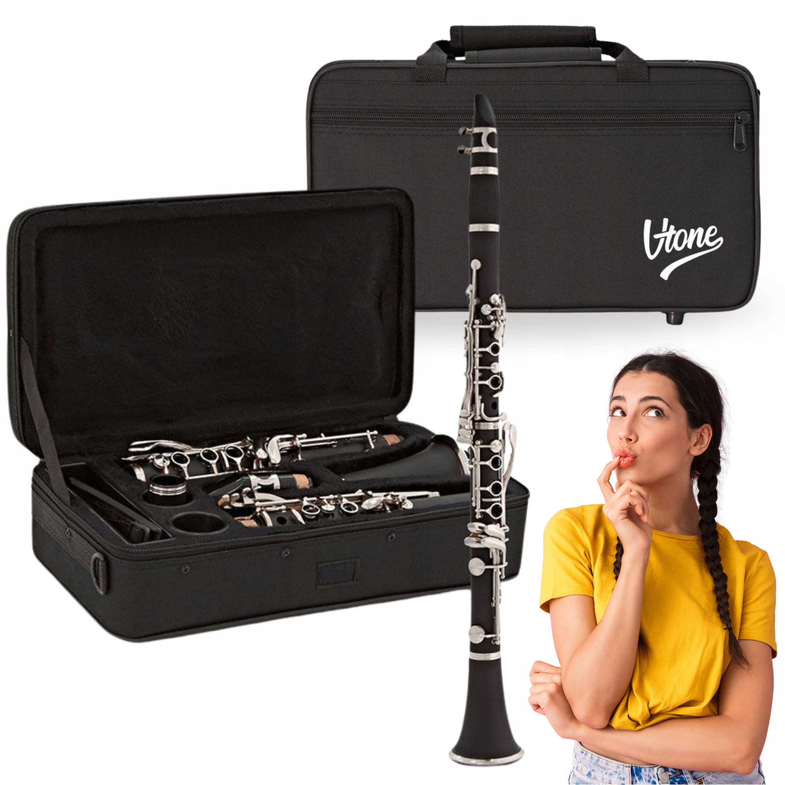 Klarinet Bb standard sada pro výuku hry pouzdro ladička mazivo V-tone C 17