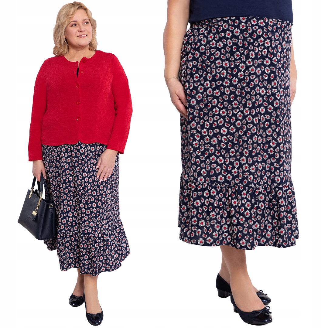 Tmavě modrá sukně s malými kvítky 48/50