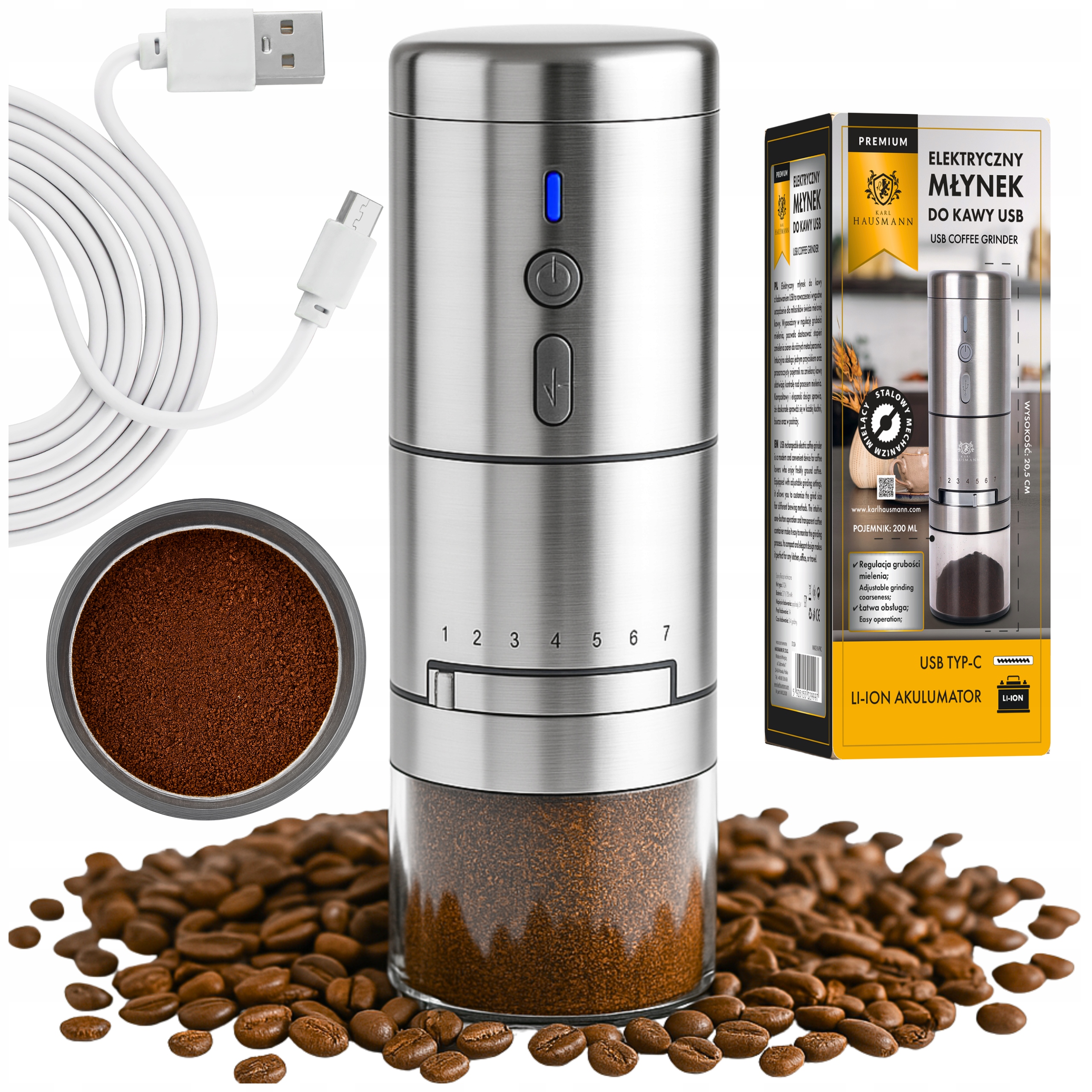 Młynek Do Kawy Elektryczny Akumulatorowy Usb C Młynek Do Kawy Zarnowy