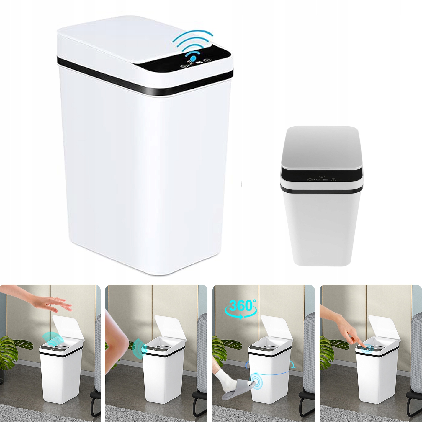 Senzorový Odpadkový Koš 12 L, Automatický Odpadkový Koš S Chytrým Senzorem, Bílý