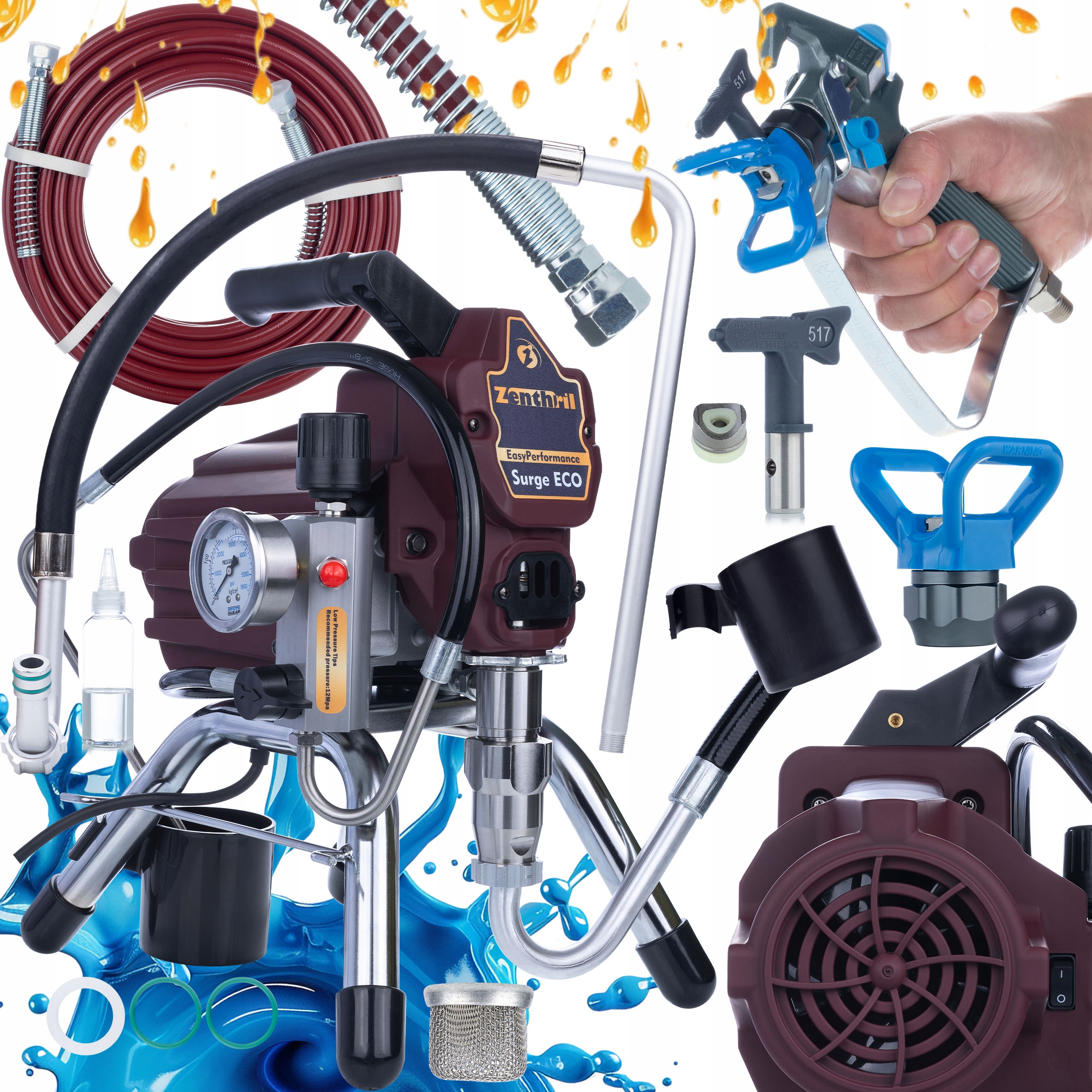 Agregat Malarski Hydrodynamiczny Tłokowy Do Malowania Ścian Dachów Zenthril