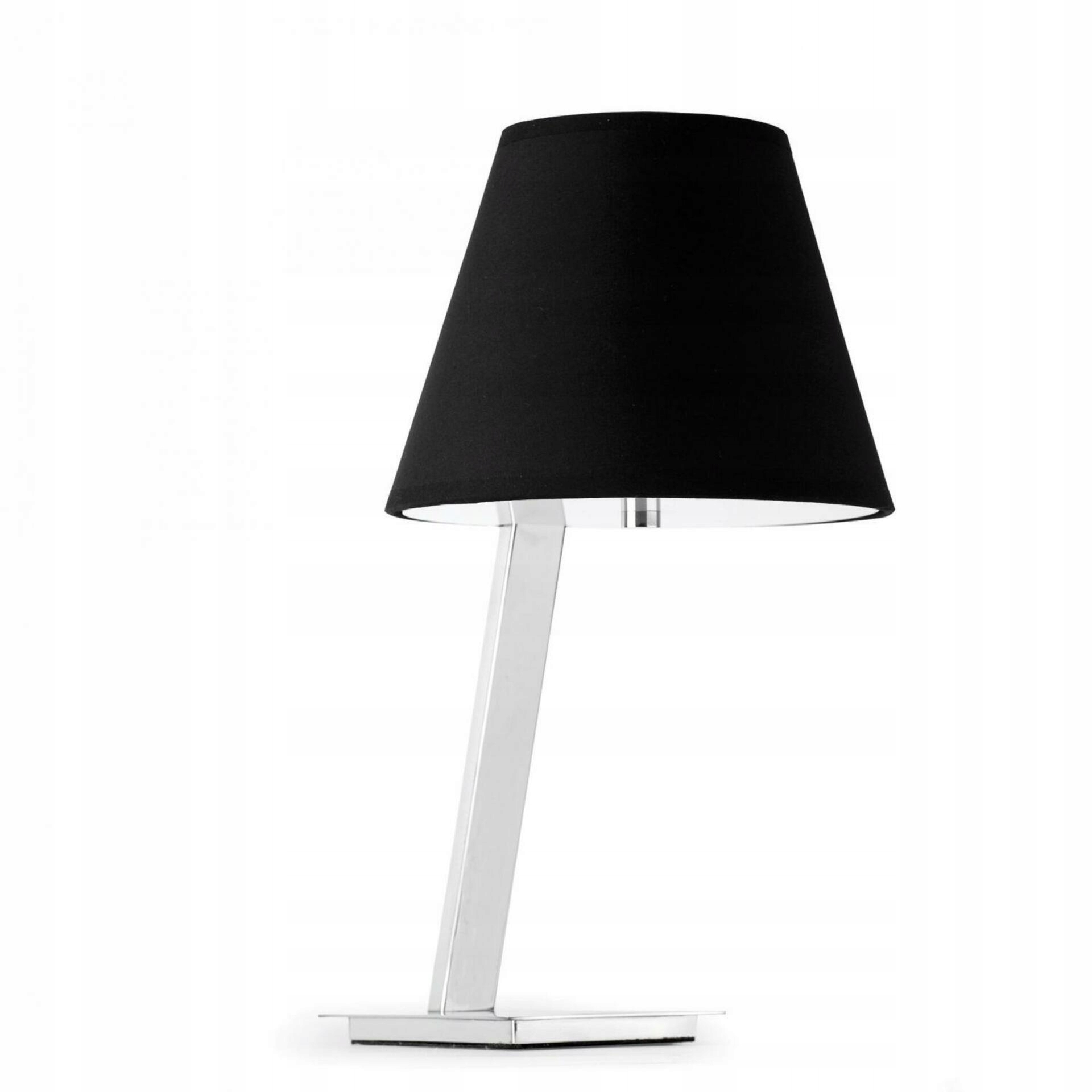 Faro Moma čierna stolná lampa, chróm čierny textil, E27, výška 44 cm