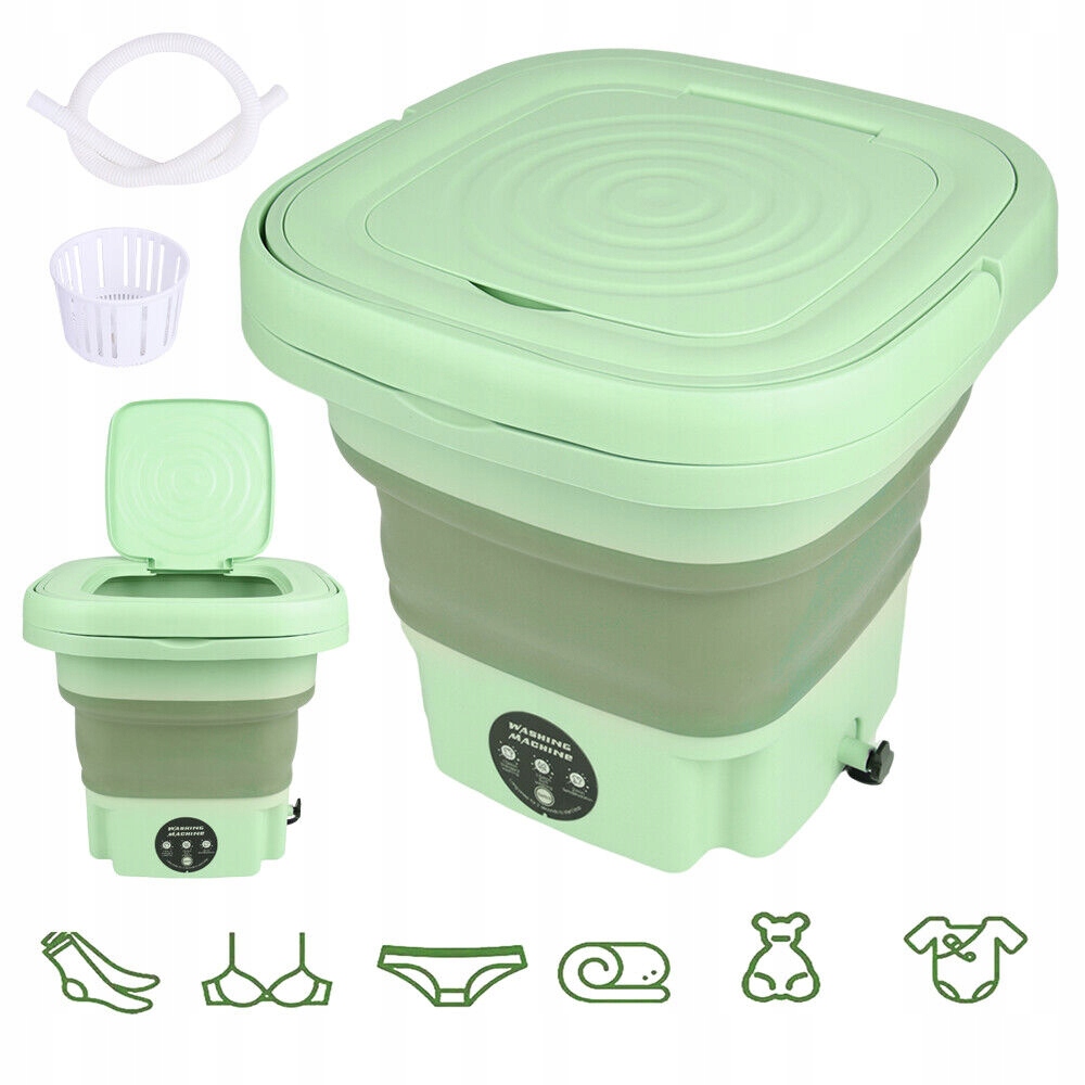 Mini Pralka Turystyczna Składana Przenośna Automatyczna Wirnikowa 8 Litrów